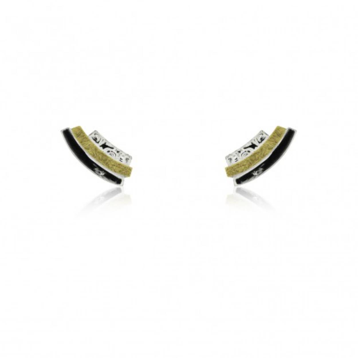 925 white silver earrings with 18k yellow gold. Push back clasp. Small size.
