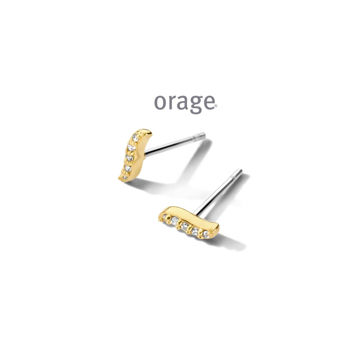Goudkleurige oorstekers met zirkonium van Orage
Materiaal: 925 zilver, verguld
