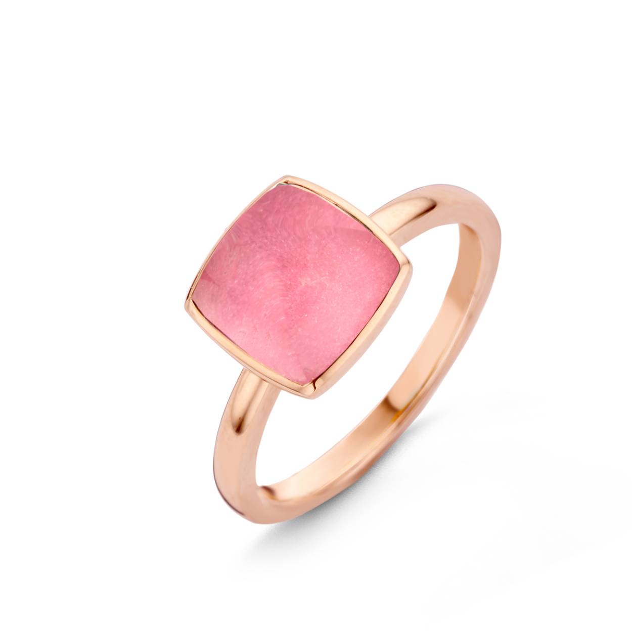 Deze prachtige roségouden ring is versierd met een Rhodochrosiet steen en parelmoer, waardoor het een uniek en elegant sieraad is. De combinatie van de warme roségouden tint en de zachte kleuren van de stenen maken deze ring een echte eyecatcher. Draag deze ring als een statement piece bij een chique outfit of combineer het met andere sieraden voor een subtiele look.