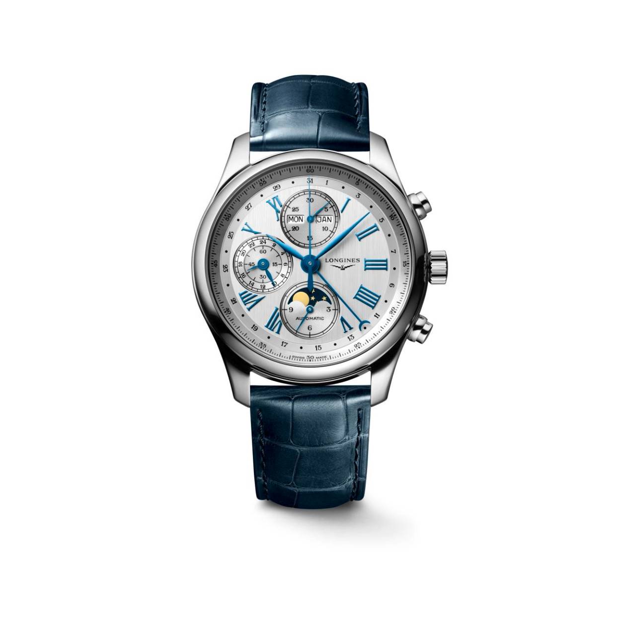 Dit Longines horloge behoort tot de Master collectie.
Referentienummer: L2.773.4.71.2 

De traditionele horlogemaker Longines creëert al sinds de oprichting uitzonderlijke uurwerken. De Longines Master Collection is daar een perfect voorbeeld van. De lijn is gelanceerd in 2005 en de modellen zijn allemaal uitgerust met een zelfopwindend uurwerk en verschillende specificaties. The Longines Master Collection combineert klassieke elegantie en uitstekende kwaliteit, een combinatie die bij liefhebbers van uitzonderlijke uurwerken in de smaak valt.

De Longines is voorzien van een kaliber L687 uurwerk en de kast is gemaakt van roestvrij staal. Het horloge heeft een diameter van 42 mm en is getest op een waterdichtheid van 3 ATM. De band is gemaakt van blauwkleurig leder. Met 5 jaar garantie op het uurwerk.