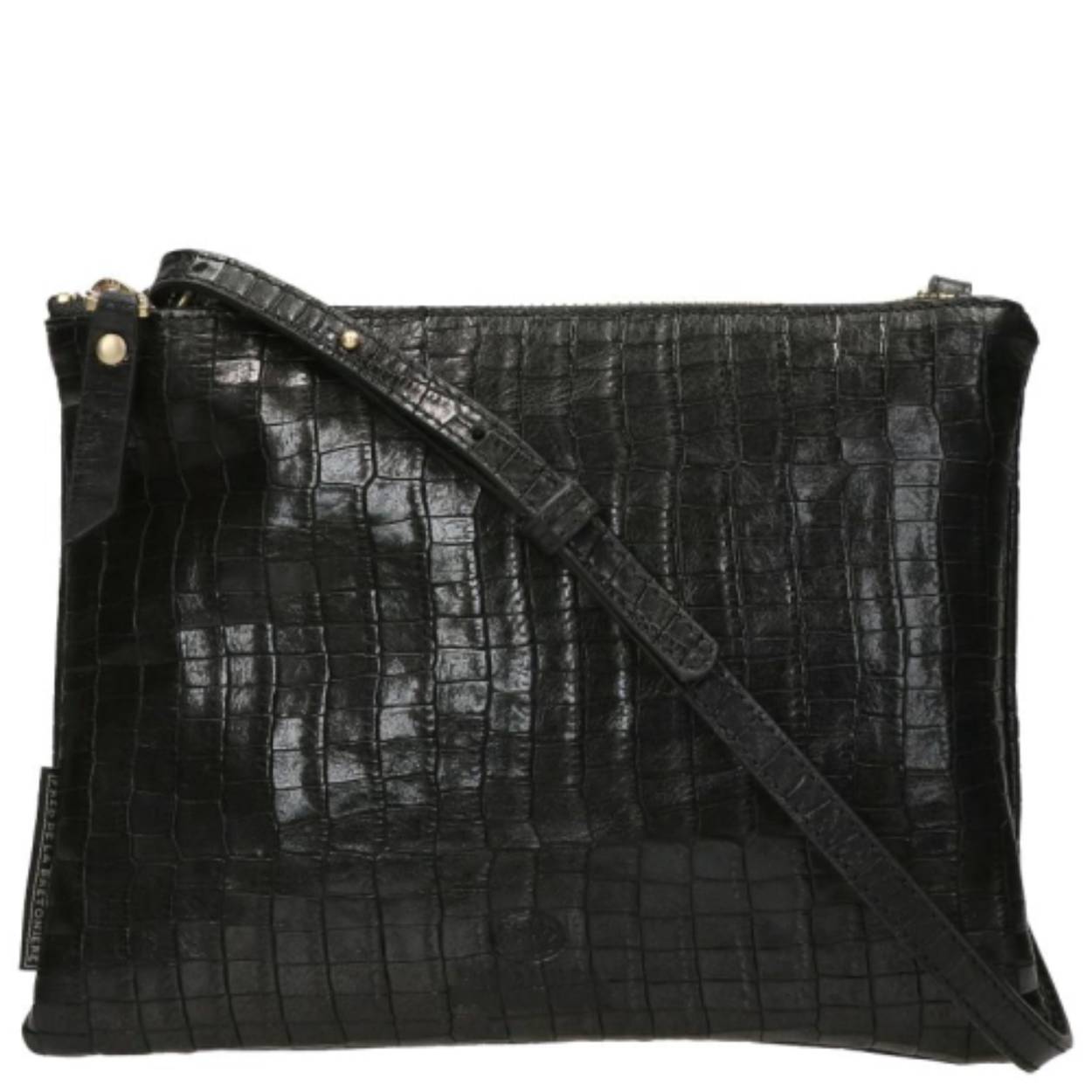 Mooie zwarte leren tas met een verstelbare schouderband. Deze tas straalt pure elegantie en stijl uit. Met een mooie crocoprint.

Hoogte: 17 cm
Breedte: 23 cm
Diepte: 2 cm