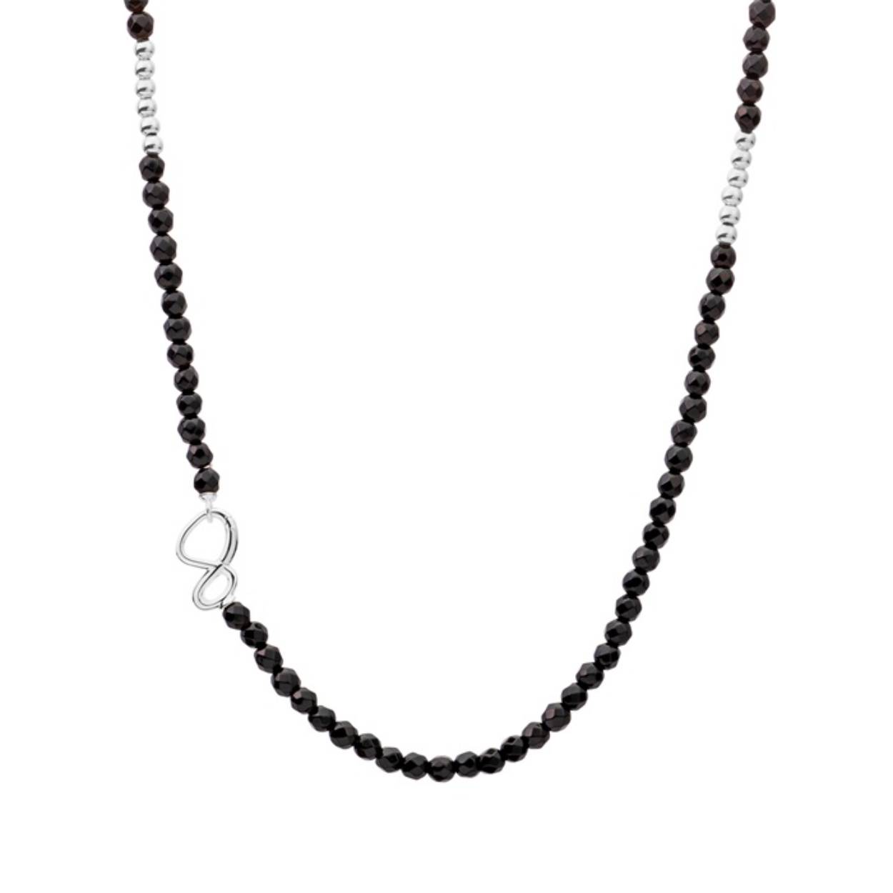 link Necklace-Silver-Onyx 42cm