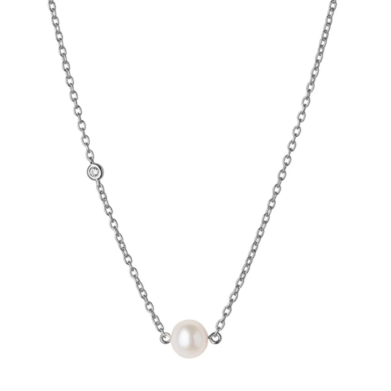 zilveren collier met 1 parel