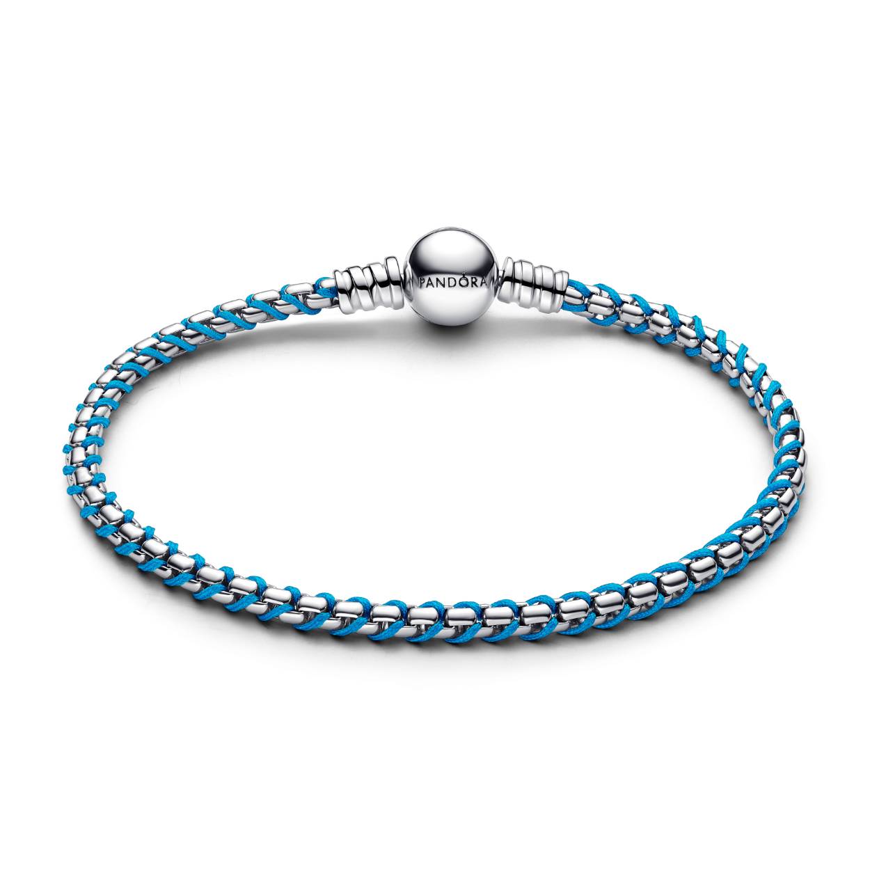 Zilveren armband met blauw draad