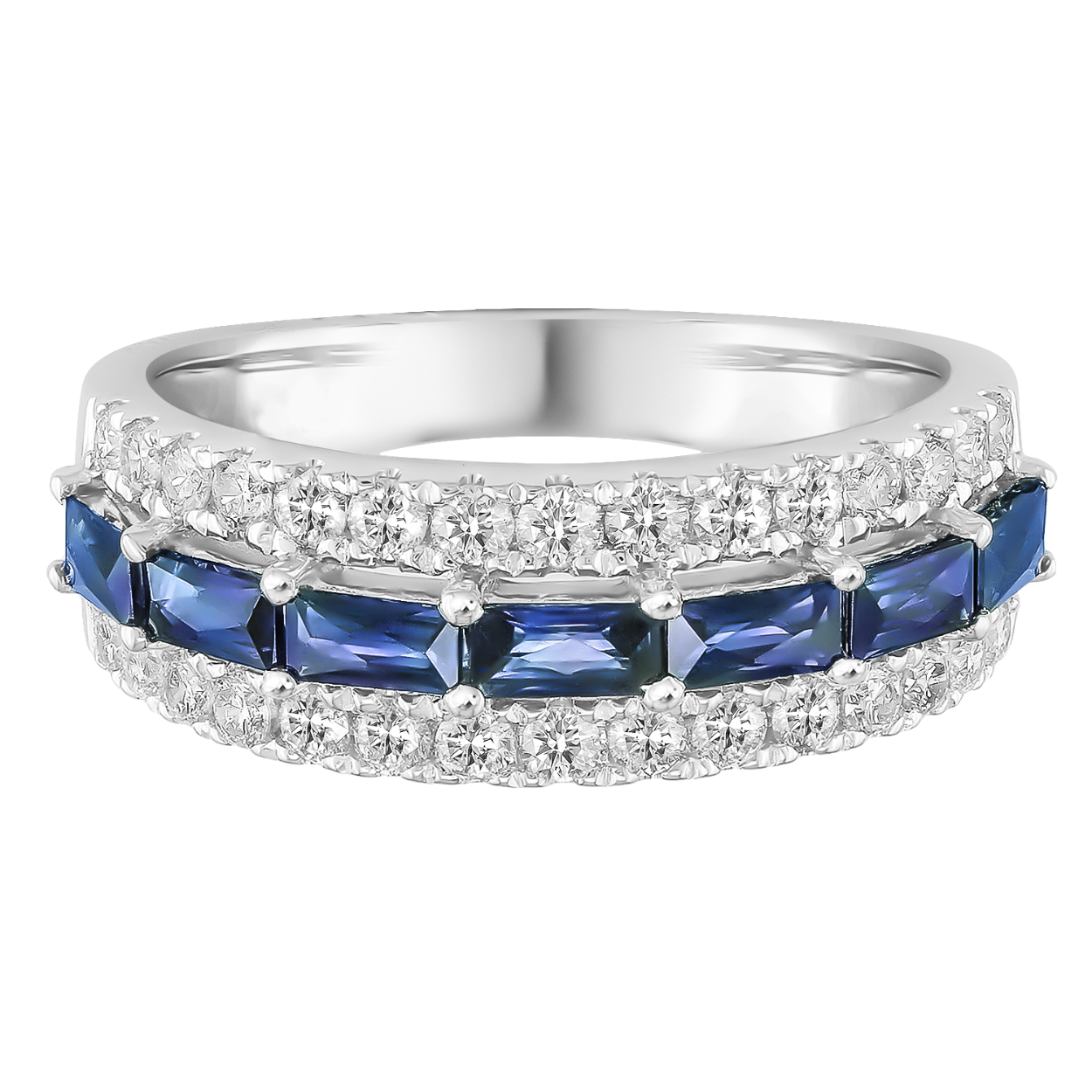 Ring wit goud 18kt met diamanten en blauwe saffier