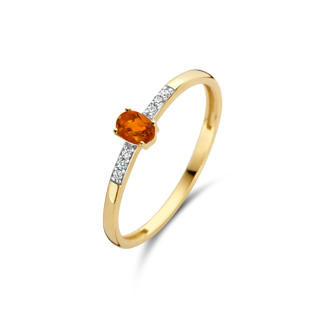 Blush Diamonds Ring 1637YDC � Geel Goud (14Krt.) met Diamant en Citrien