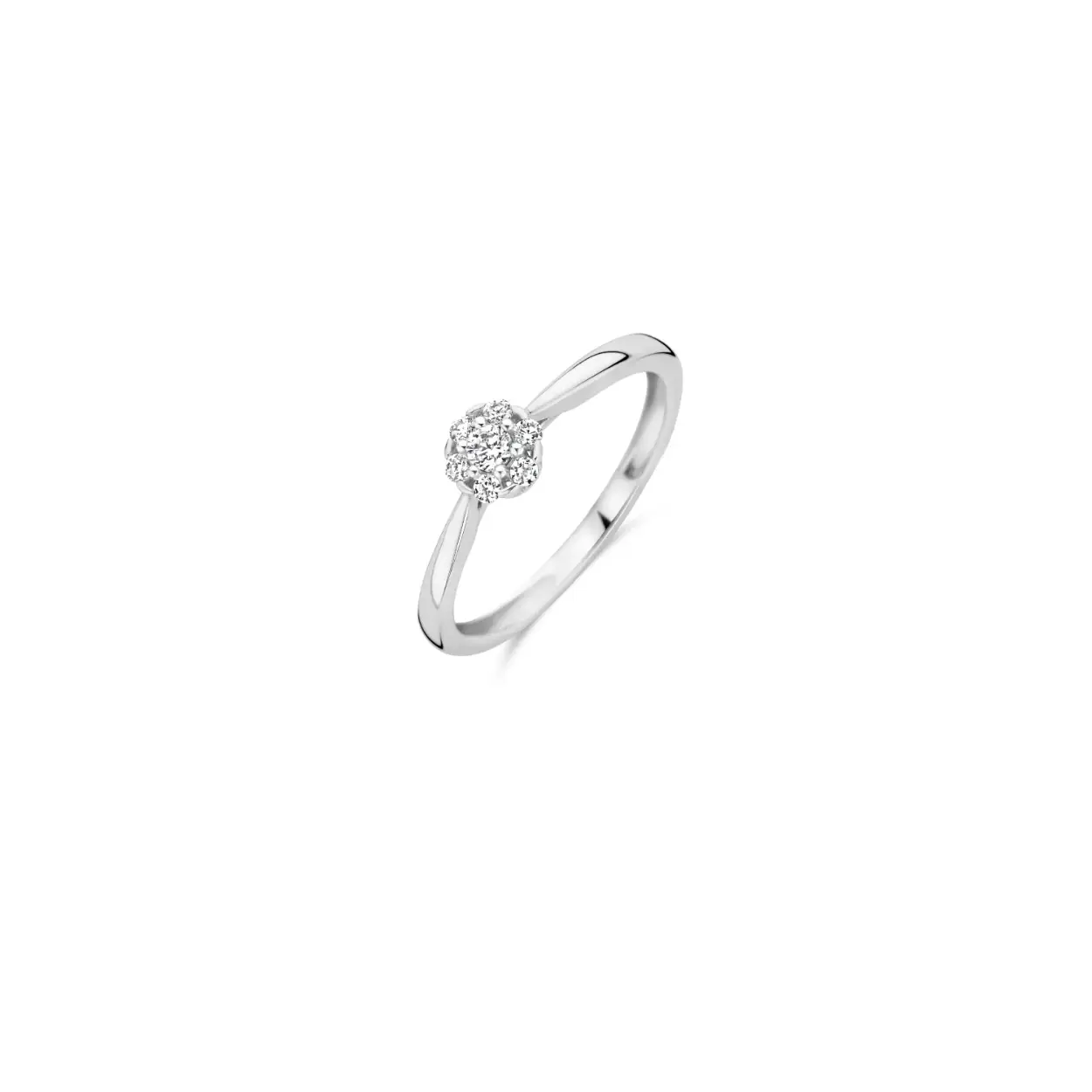 witgouden Blush ring, bloem pave zirconias mt54
