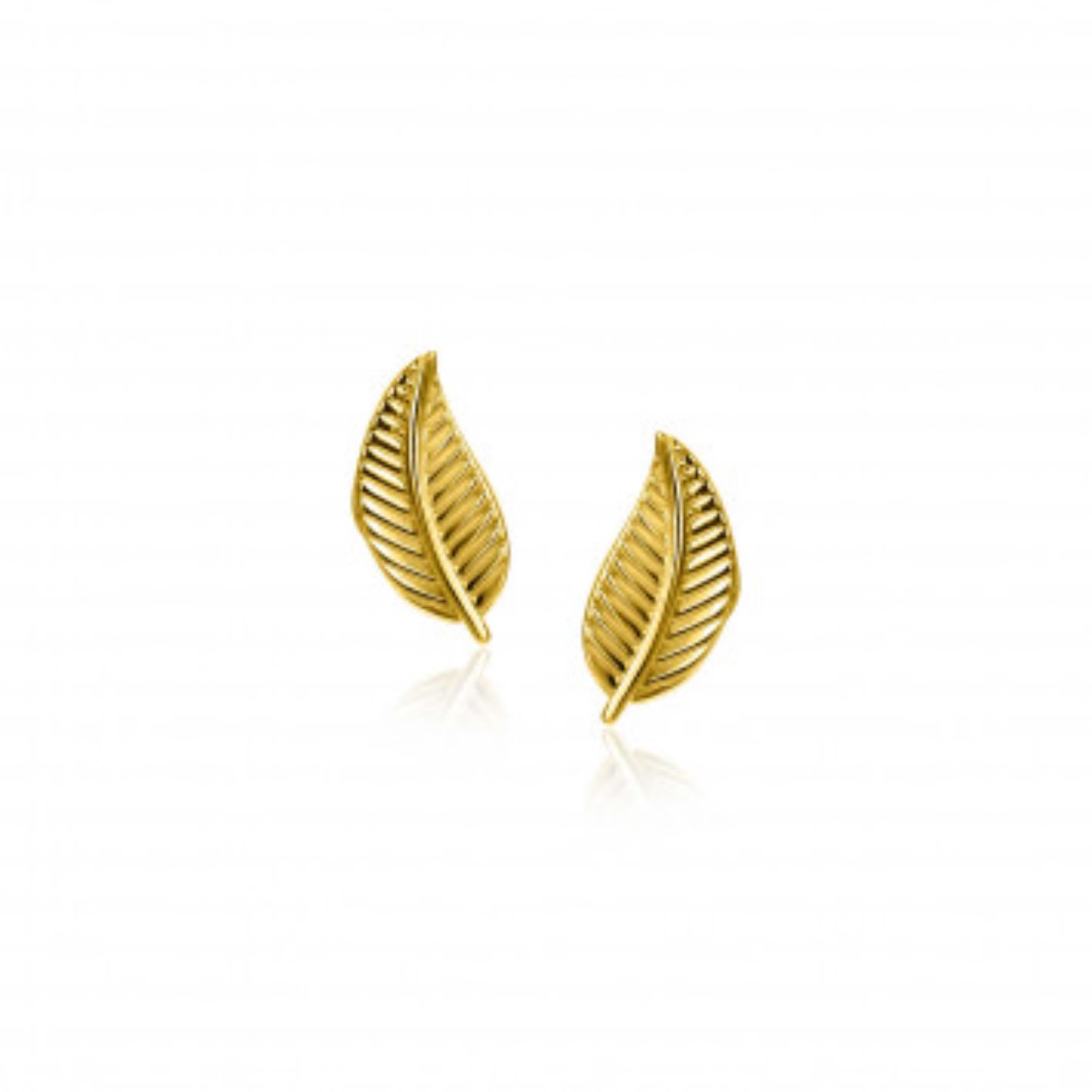 ZINZI Gold 14 karaat gouden veer oorknoppen. De veer staat symbool voor je vleugels uitslaan en vrijheid. De oorknoppen zijn 8mm lang. Vervaardigd van geheel 14 karaat goud (585).