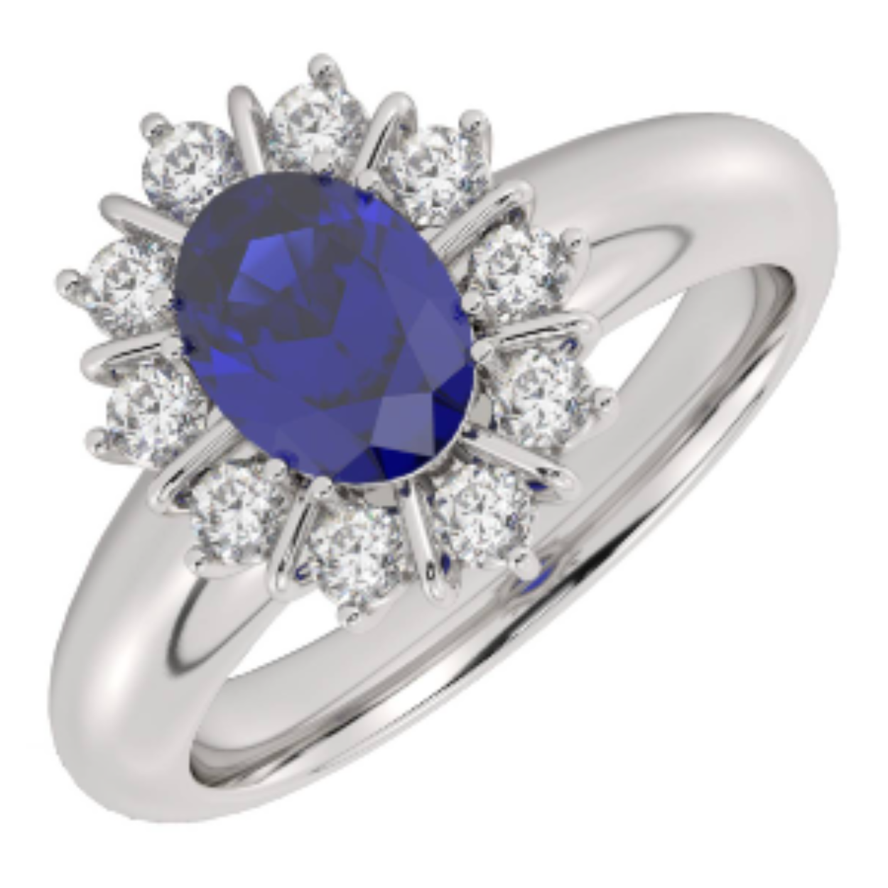 WG RING 14KT BLAUW SAFFIER 1.50 KRT EN 0,50 KRT BRILLIANT