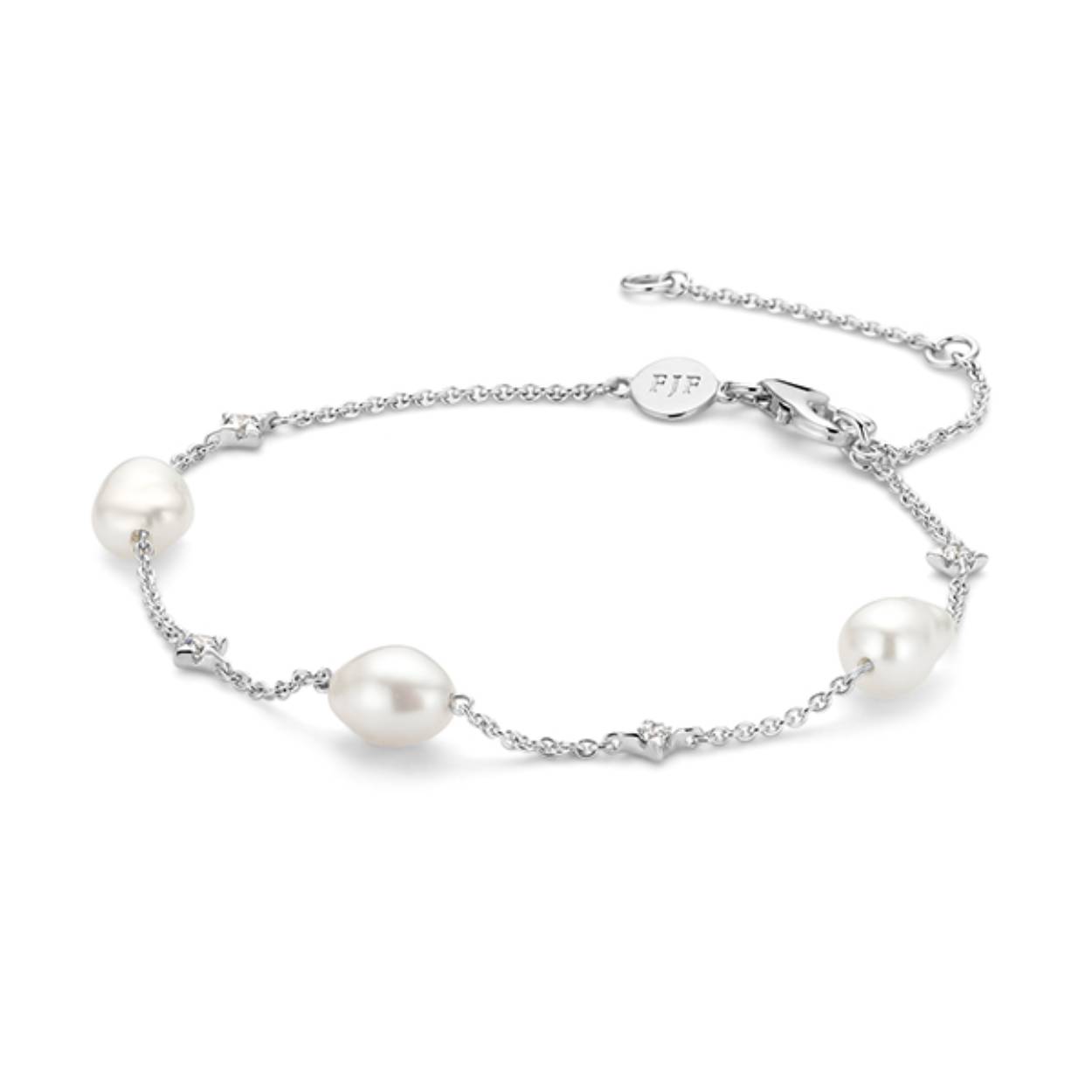 FJF Jewellery zilveren armband met zoetwaterparels en zirkonia's FJF0050017SWH