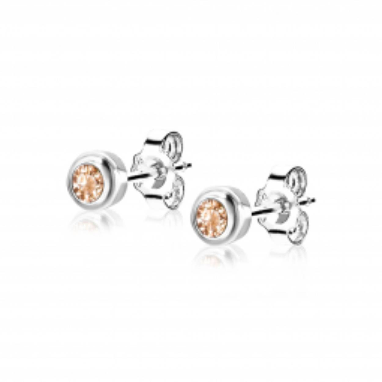 NOVEMBER oorknoppen zilver met geboortesteen geel citrien zirconia