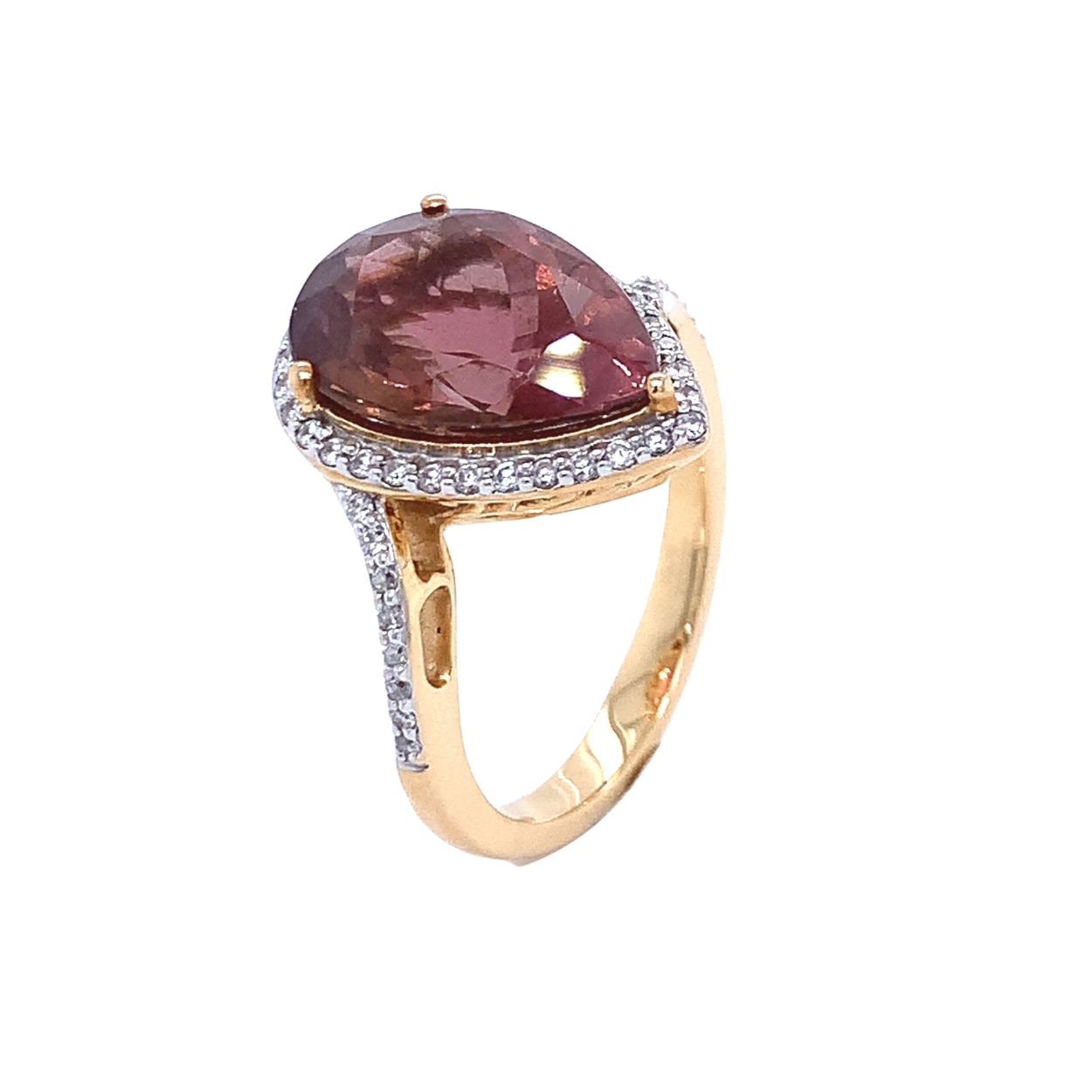BAGUE OR ROSE 18K ,DIAMANTS 0.18GVS  ET TOURMALINE 4,99CT