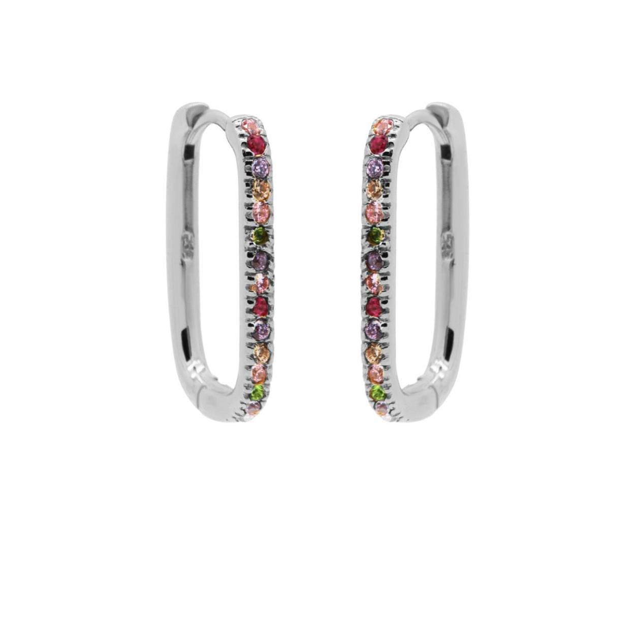 Plain Zirconia FUSHION Hinged Hoops Round Square Silver 20MM