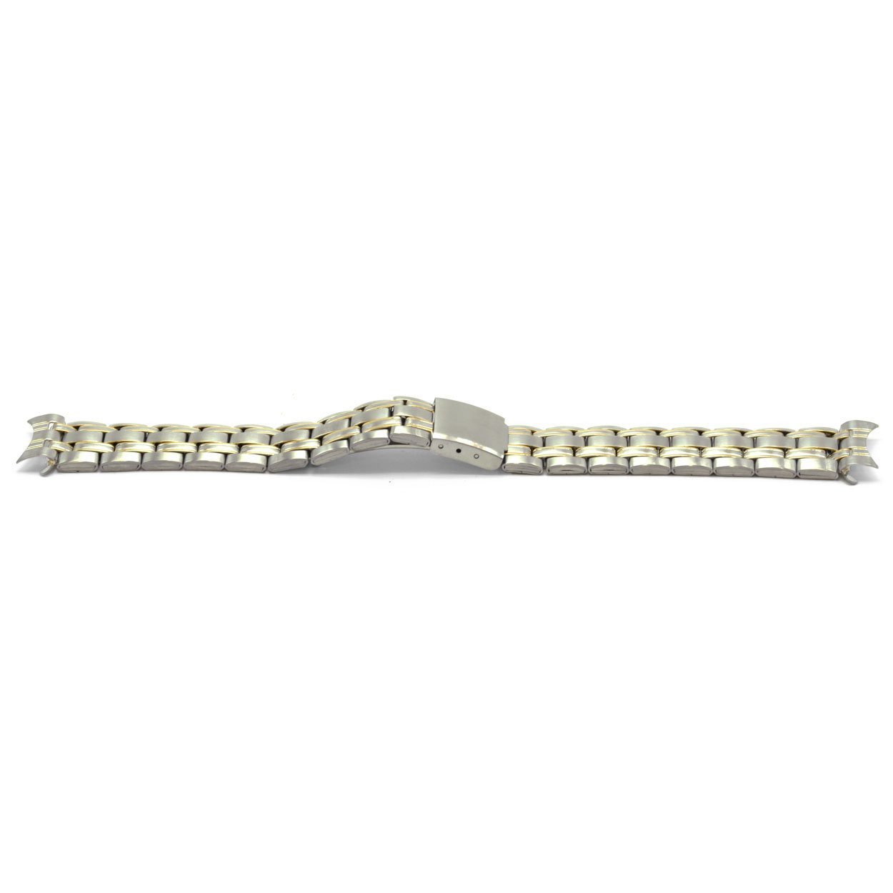 Horlogeband all stainless steel bicolor met klepsluiting.
Kleur band: Goud en zilver kleurig
Band dikte: 4.4mm
Band lengte: ±18 cm incl. klep
Band breedte: 18mm
Gesp: All Stainless Steel klepsluiting
Bekleding binnenband: NVT
Gestikt: NVT
Pushpin: Exclusief