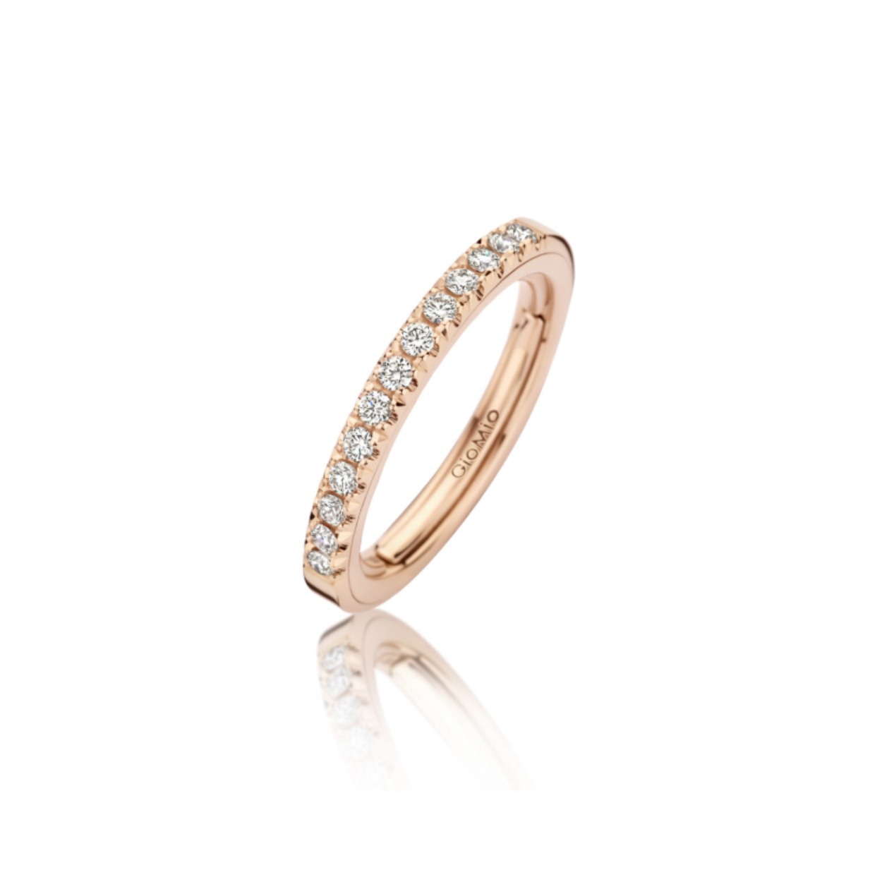 Roségouden ring met druksysteem welke tot 4 maten kan vergroten.