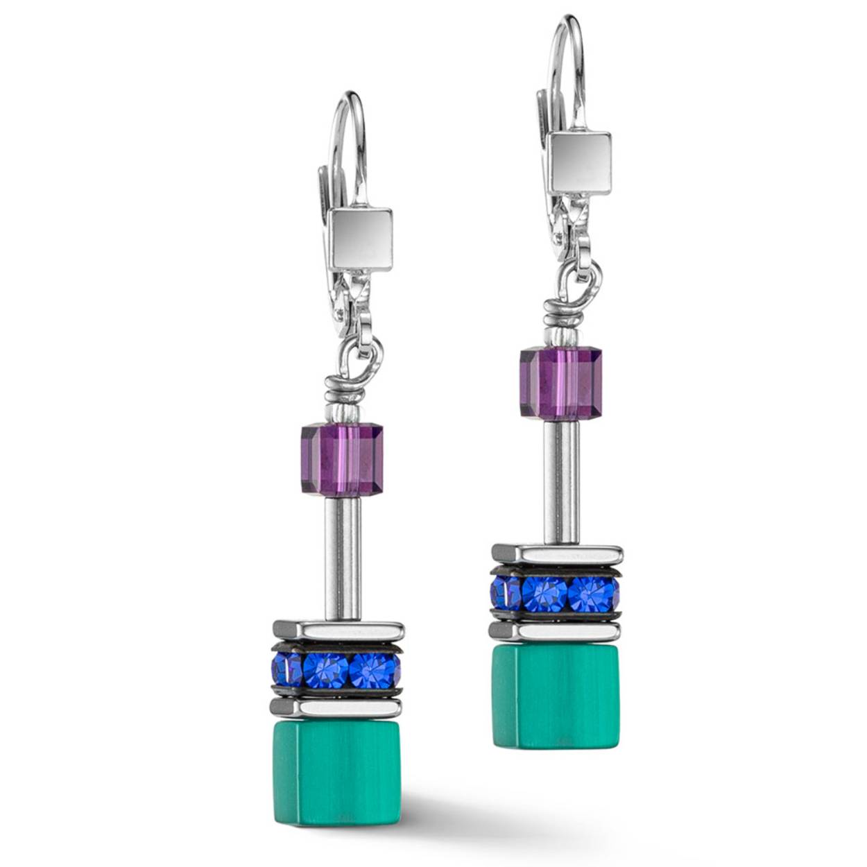Coeur de Lion oorhangers model 2838/20-608 turqoise purple