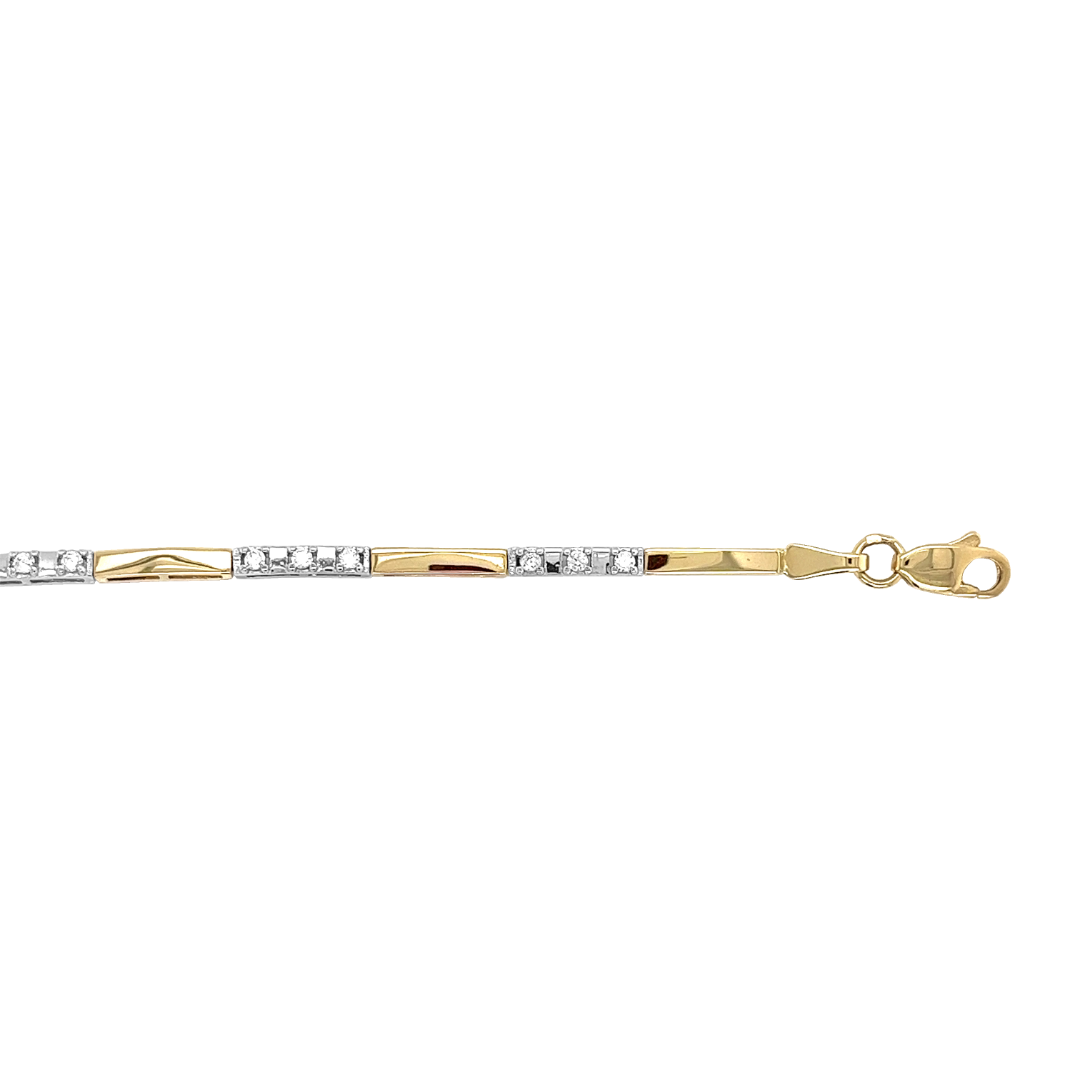 Bicolor gouden fantasie armband zirkonia 