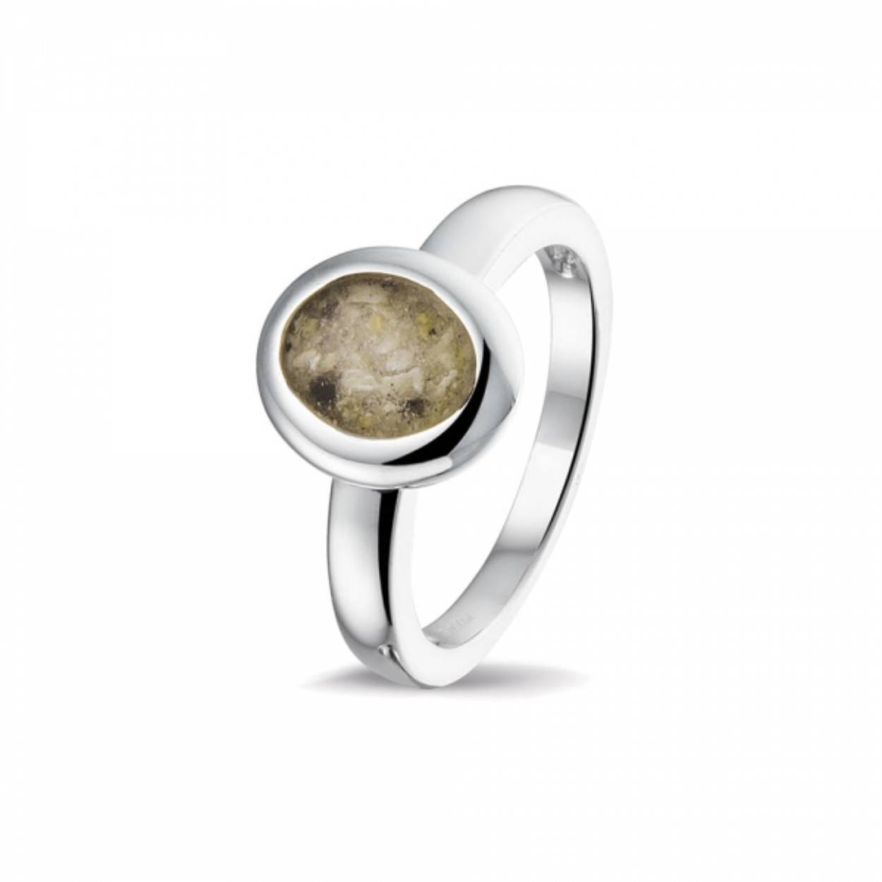 zilveren ring welke gevuld kan worden met diverse kleuren hars