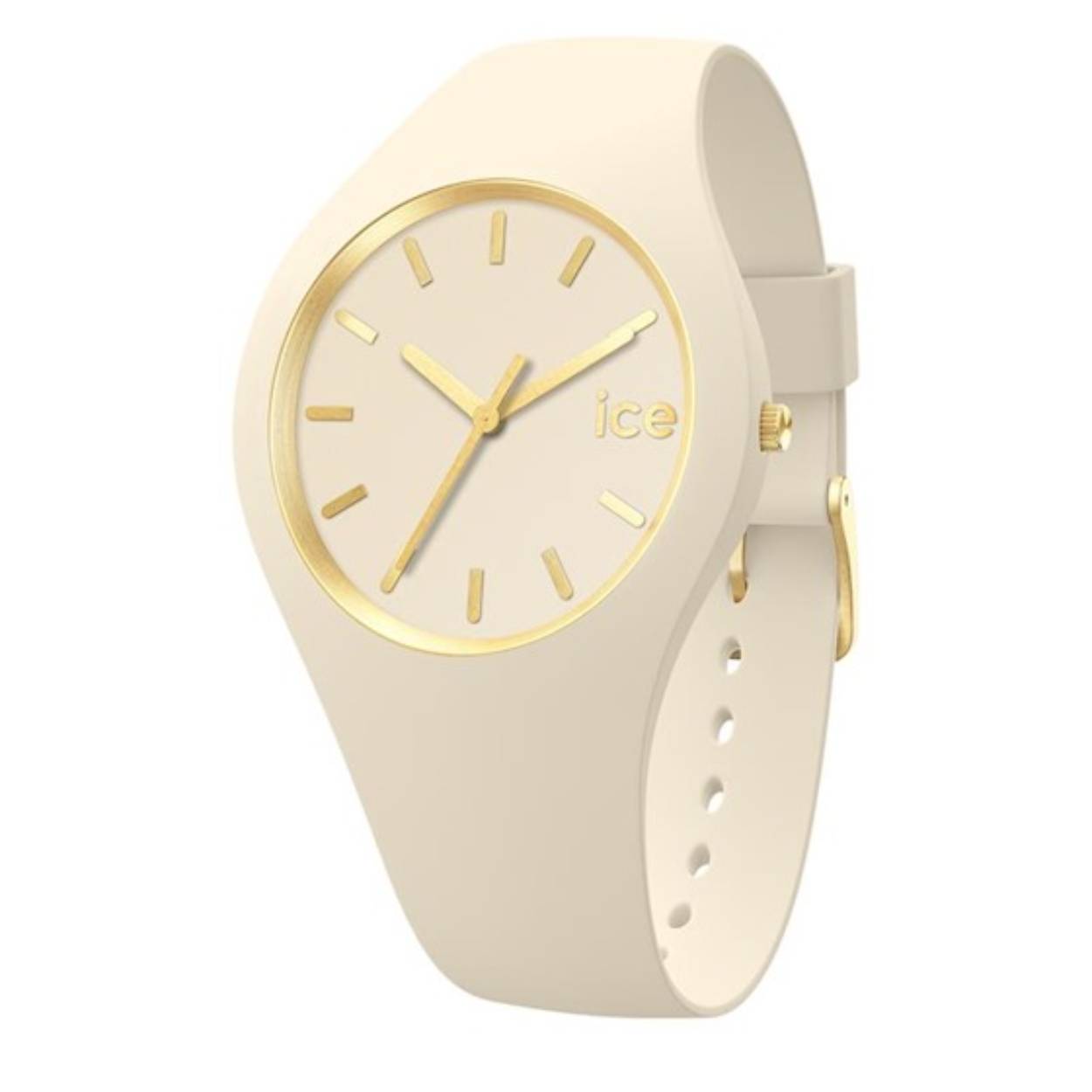 Ice Watch Glam brushed met beige siliconen horlogeband en wijzerplaat met doublé.