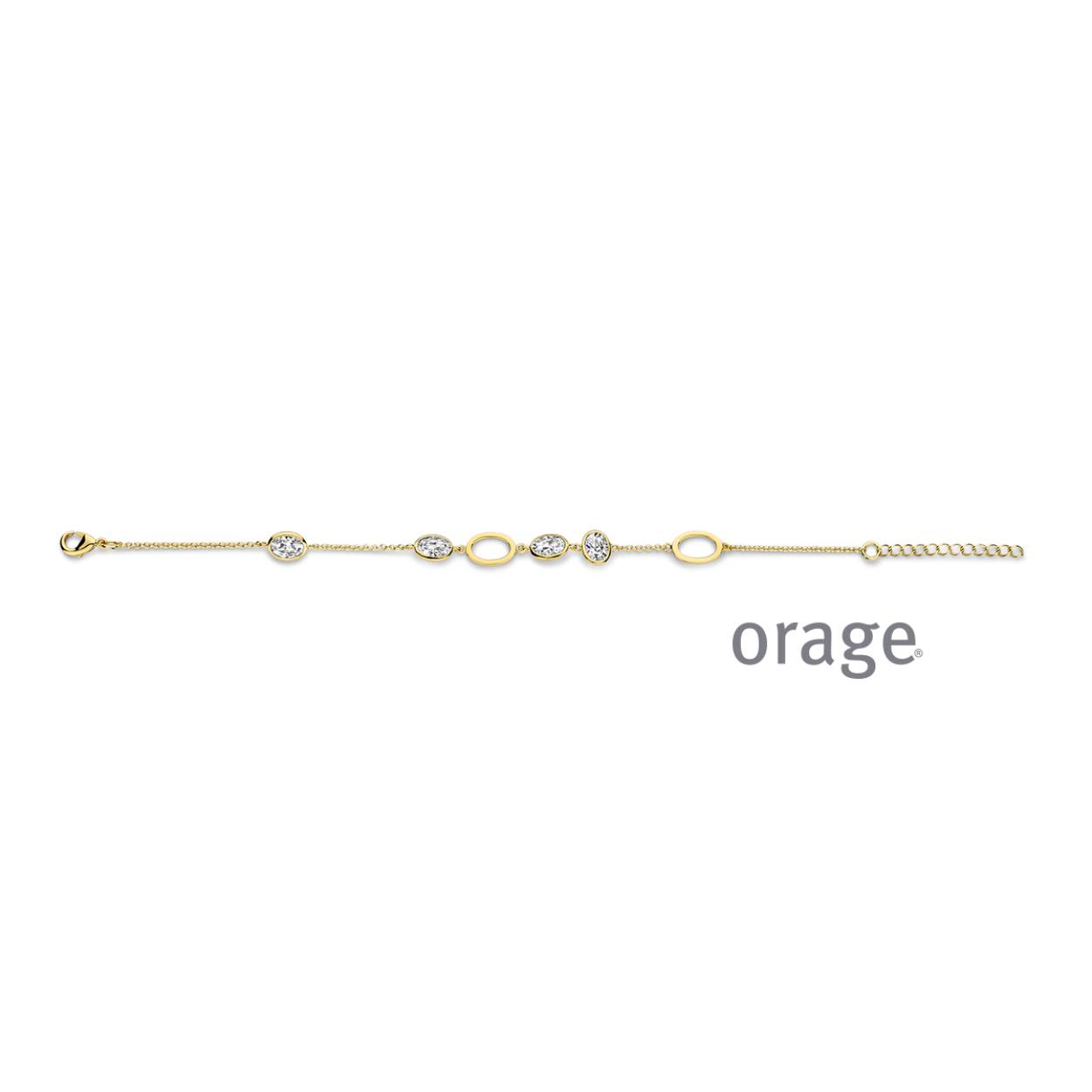 Goudkleurige armband met zirkonia's van het merk Orage
Lengte: 17 + 3 cm
Materiaal: 925 zilver, verguld
Bijhorende collier en oorhangers ook verkrijgbaar