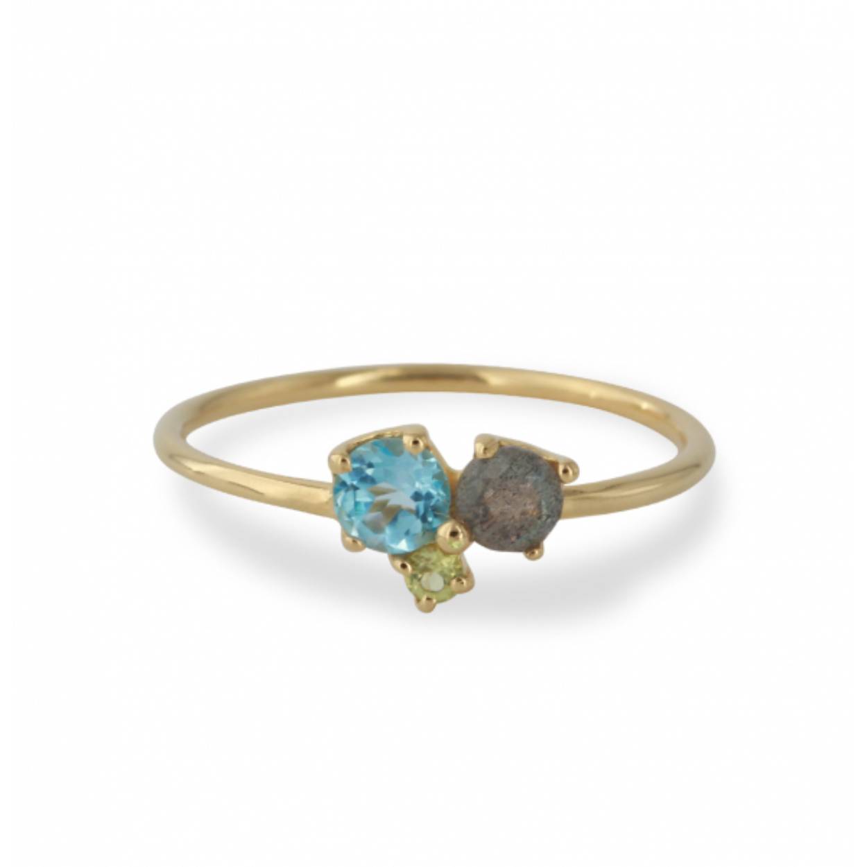 Ring verguld Prenit /Labradorit / topaas