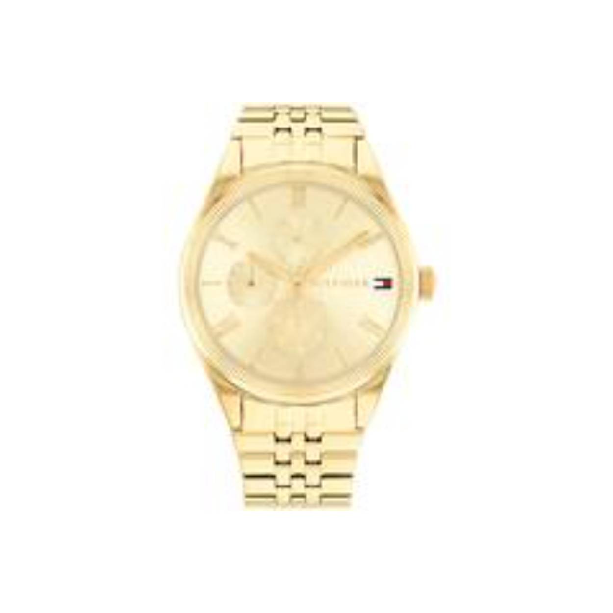 Tommy Hilfiger TH1792059 Horloge Heren Staal Zilverkleurig Schakel band 46mm
Dit specifieke horloge van Tommy Hilfiger met artikelnr: TH1792059 is een net herenhorloge die je zeker aan je collectie kan toevoegen. Het stalen herenhorloge heeft een ronde zilverkleurige kast met een geschuurde bezel en een blauwe wijzerplaat met daarop de dag.- datum en 24-uursaanduiding. Aan de kast zit een zilverkleurige schakelband met vouwsluiting. Het horloge heeft een mineraalglas, een doorsnee van 46mm en is 5 ATM.  

Het merk:
Sinds de lancering van het merk in 1985 is Tommy Hilfiger wereldwijd bekend geworden als pionier van de klassieke Amerikaanse coole stijl. Geïnspireerd door de iconische popcultuur en het Amerikaanse erfgoed. De dames en herencollectie van dit seizoen bestaan uit minimalistische silhouetten en rustieke lederen details. De herenhorlogecollectie biedt iconische uurwerken met roestvrijstalen, lederen en siliconen banden.

Specificaties:
- Mineraalglas
- Ronde kast 46mm
- Zilverkleurige horlogekast
- Blauwe wijzerplaat
- Zilverklerige schakelband 
- 5 ATM