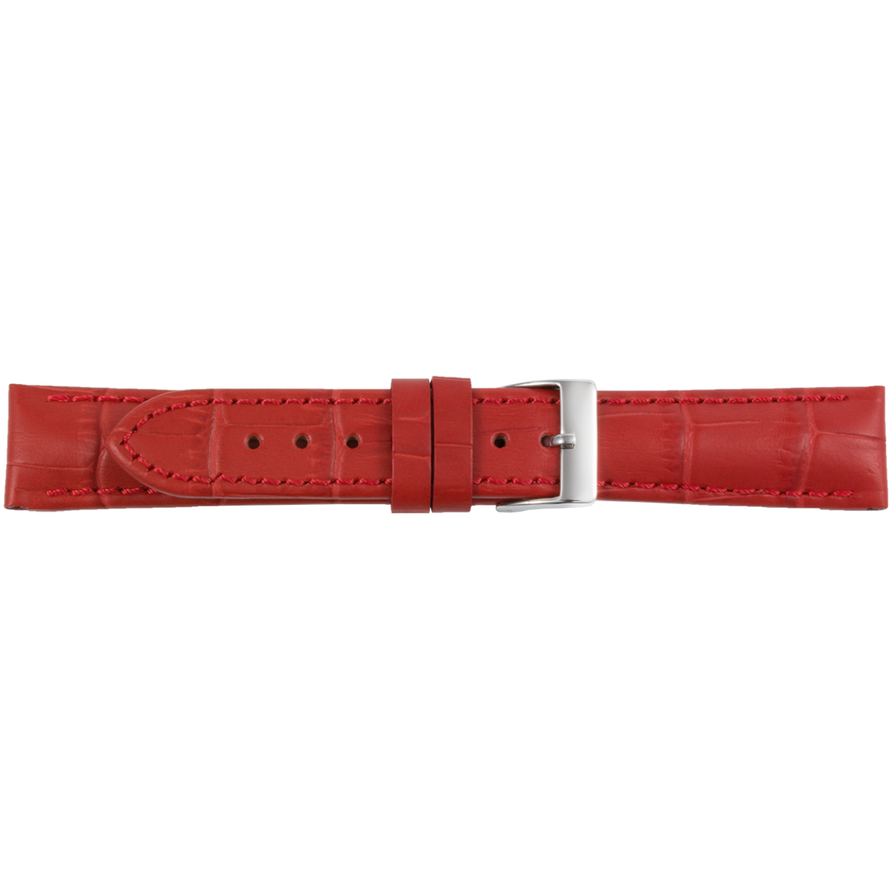 Horlogeband rood leer 22mm
