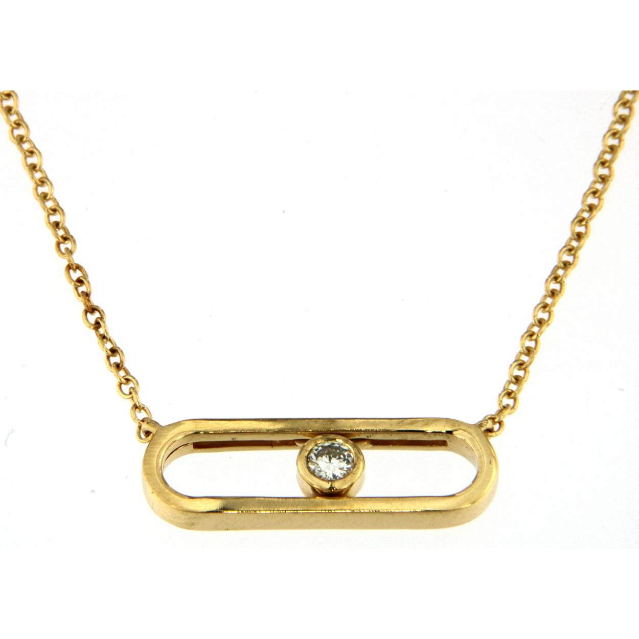 ketting in geel goud met bewegende briljant 0.06ct