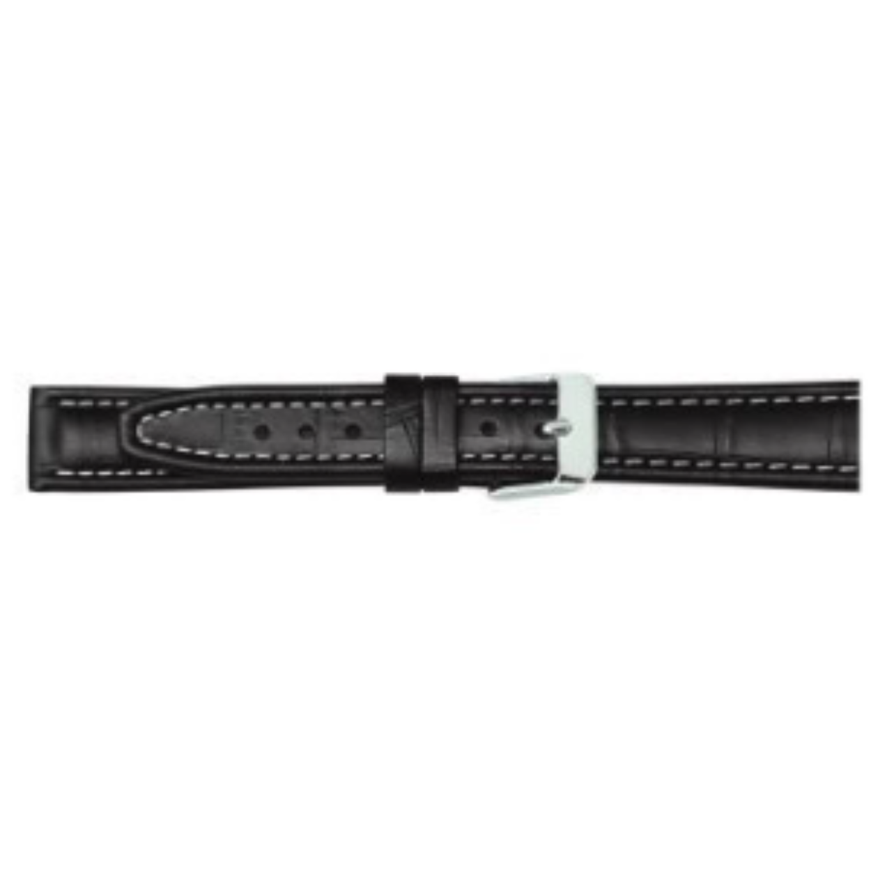 Horlogeband leer 18mm zwart wit gestikt