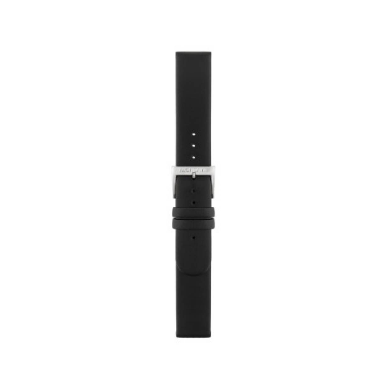 MONDAINE BAND 18MM. ZWART. RECHTE AANZET. GLANZENDE GESP.