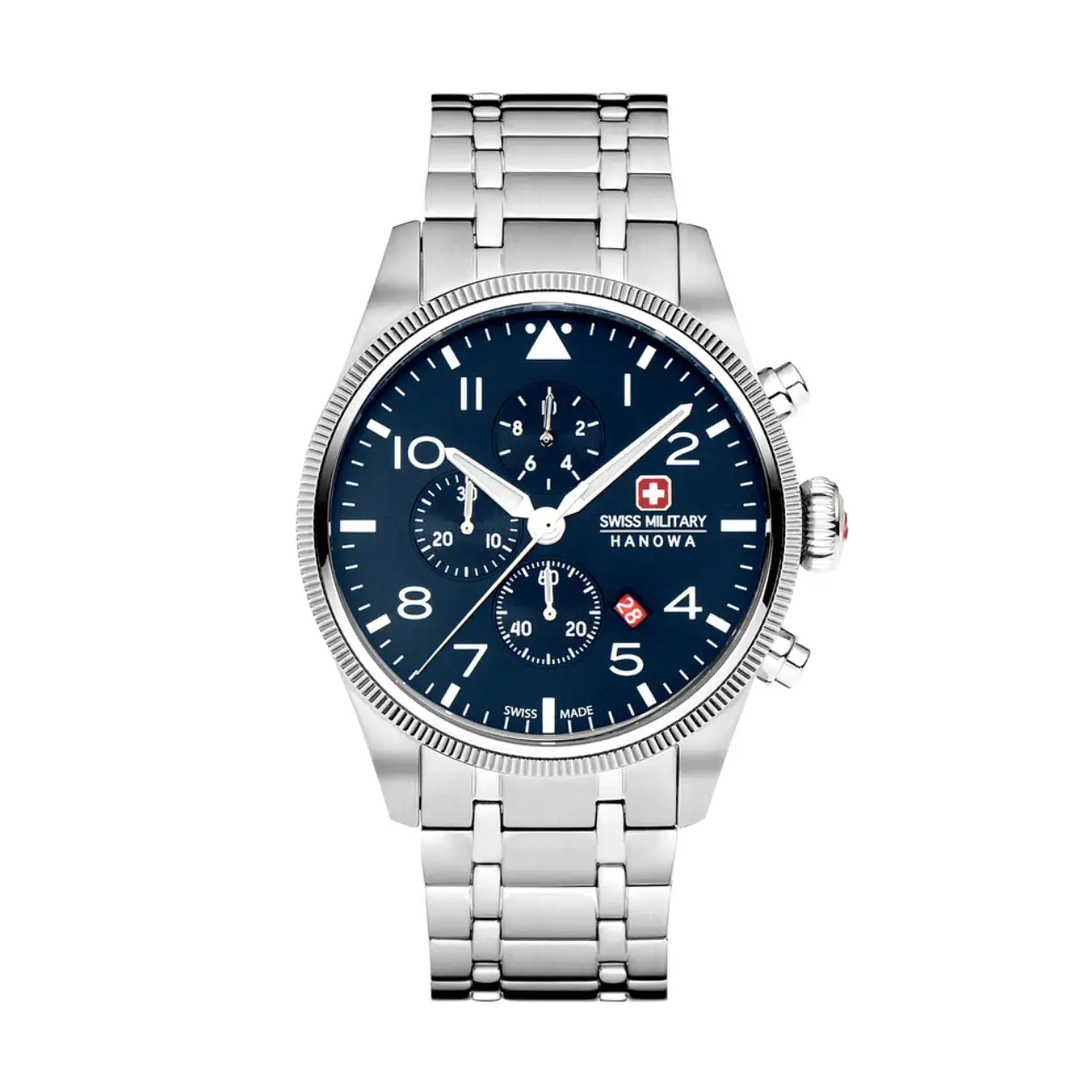 Dit is een horloge van het merk Swiss Military Hanowa gemaakt voor heren.
De specificaties zijn als volgt:
Kastmaat: 43
Waterdichtheid: 10 ATM / 100 Meter / 330 Feet
Dit horloge heeft de volgende functies/eigenschappen:
Chronograaf