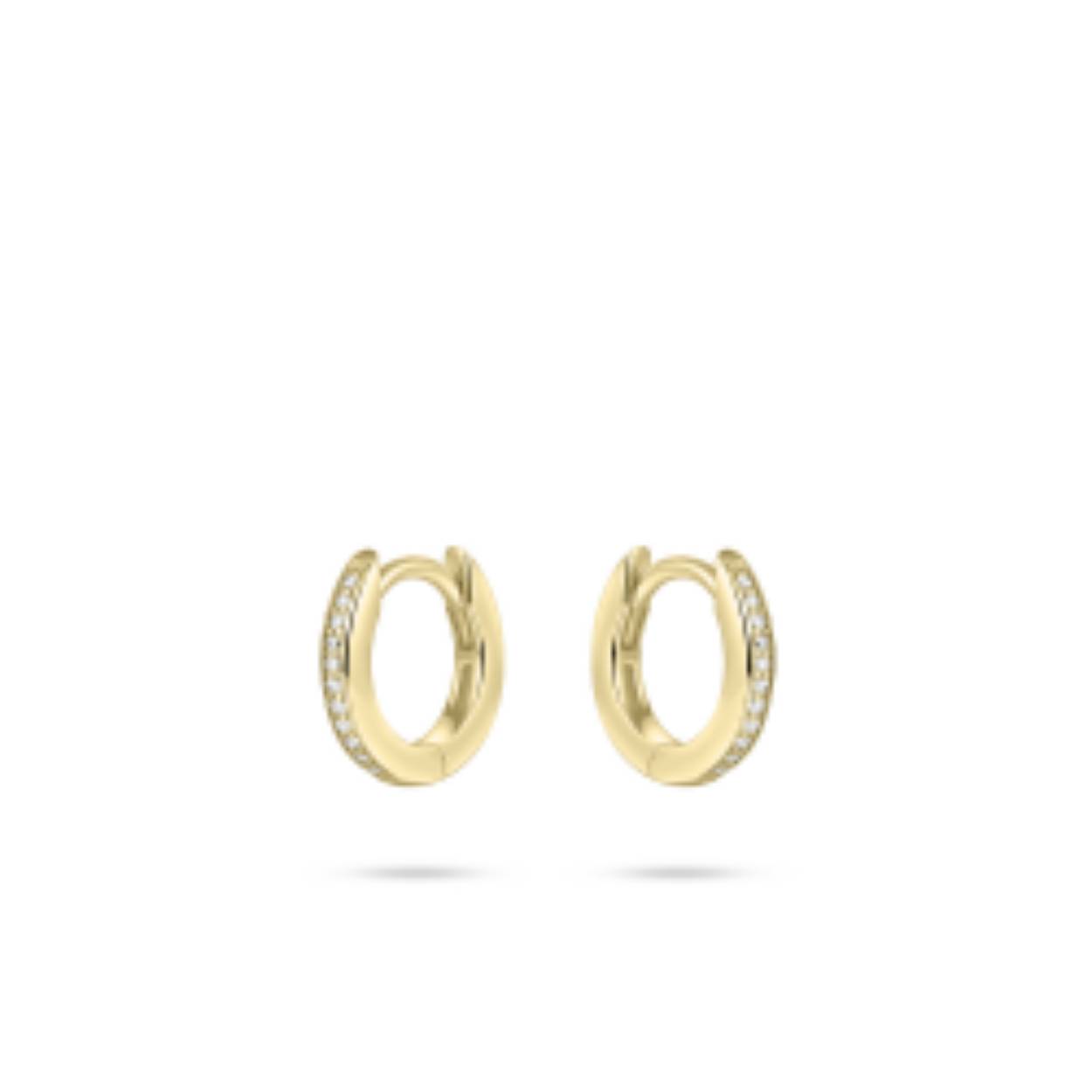 Gisser Jewels  Oorbellen  Oorringen Met Scharnier Vlak Gezet Met Zirkonia 2mm Breed 12mmØ 