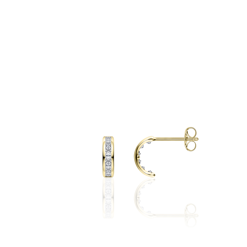 14k gouden stekeroorring met zirkonia