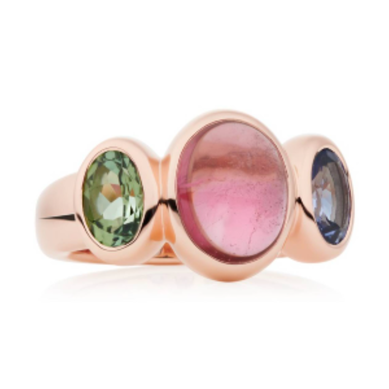 BRON ring Sushi 8RR4902TBRTCGT met Tanzaniet en roze en groene Toermalijn