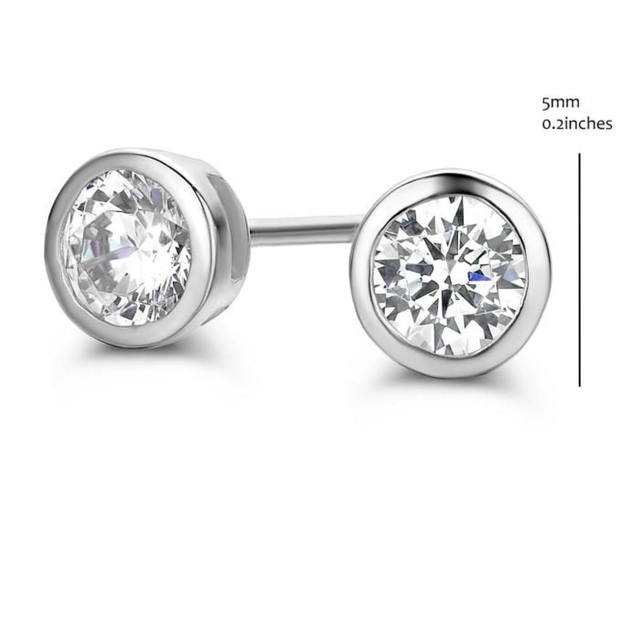 oorstekers zilver met zirkonium in potzetting solitair model