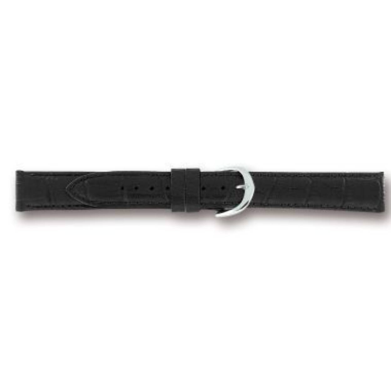 Horlogeband leder 12mm zwart reptielprint XL