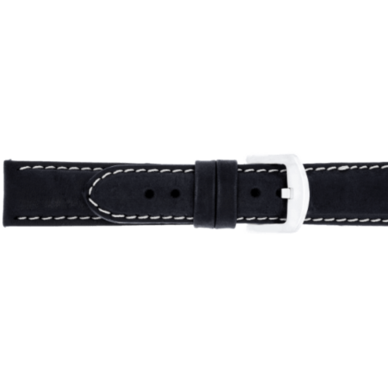 Horlogeband 570 leder Vintage zwart 26mm met wit stiksel