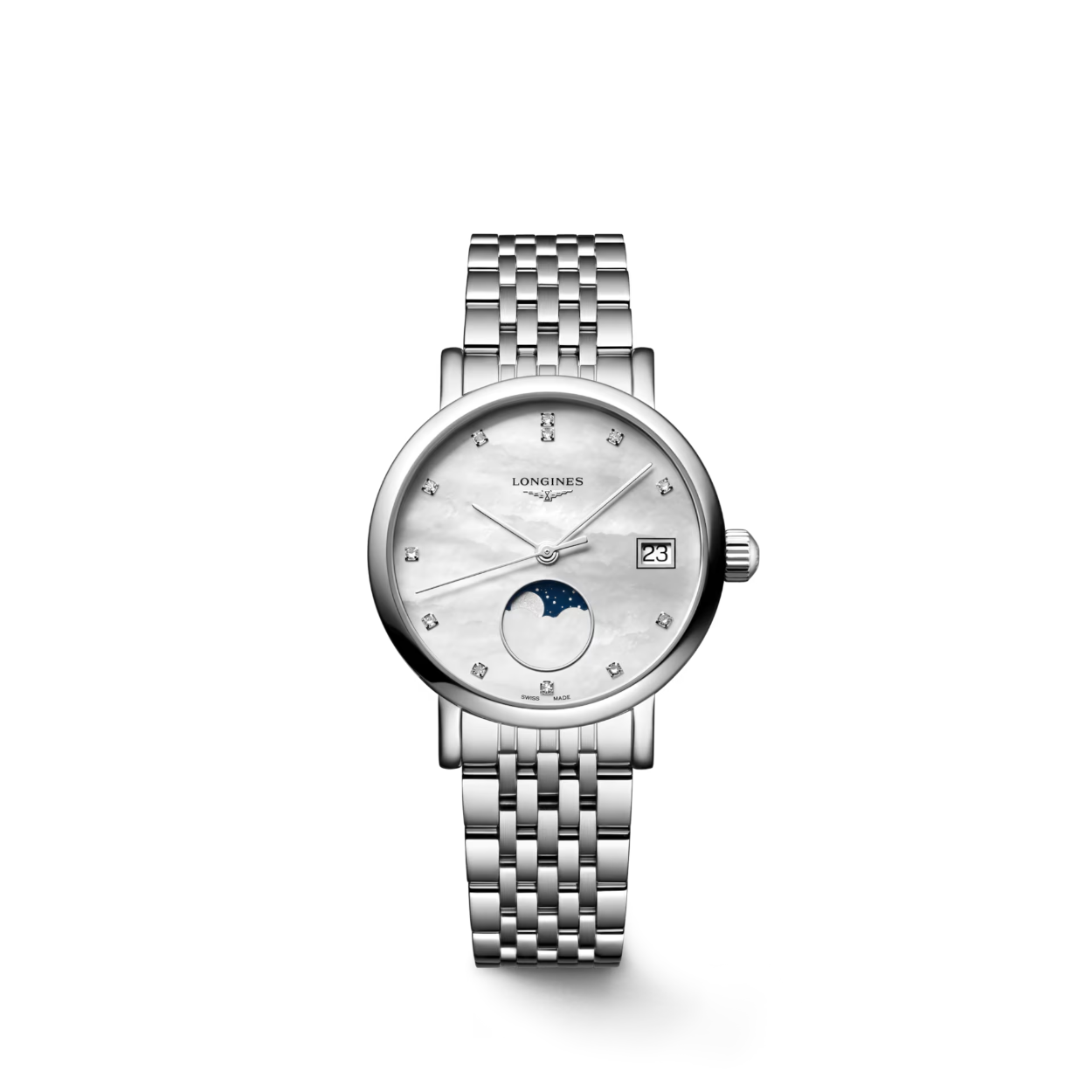 Deze Longines Elegant L43304876 heeft een elegante en tijdloze uitstraling, met een parelmoer wijzerplaat en een diamanten index. De horlogekast en band is gemaakt van roestvrij staal en is waterbestendig tot 30 meter. Het horloge kan zowel casual als chic gedragen worden en past perfect bij elke gelegenheid. Een must-have accessoire voor elke outfit!

De beste manier om dit horloge te dragen is om het te combineren met een klassiek pak voor een formele gelegenheid, of met een casual outfit voor een meer relaxte look. Voeg het toe aan je collectie voor een vleugje verfijning en stijl. Koop vandaag nog dit prachtige horloge en laat je look stralen!