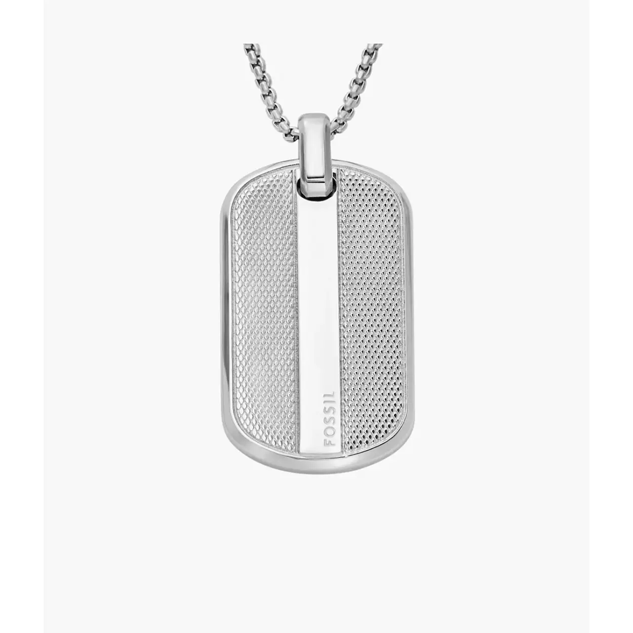 Een iconische dog tag-ketting met een stoere, industriële uitstraling. De Knox heeft een roestvrijstalen dog tag-hanger met een geribbelde textuur, geïnspireerd op onze horlogekronen. Hangend aan een stevige ketting met karabijnsluiting is het een opvallend statement piece dat elke look een boost geeft. Ontworpen voor dagelijkse avonturen.