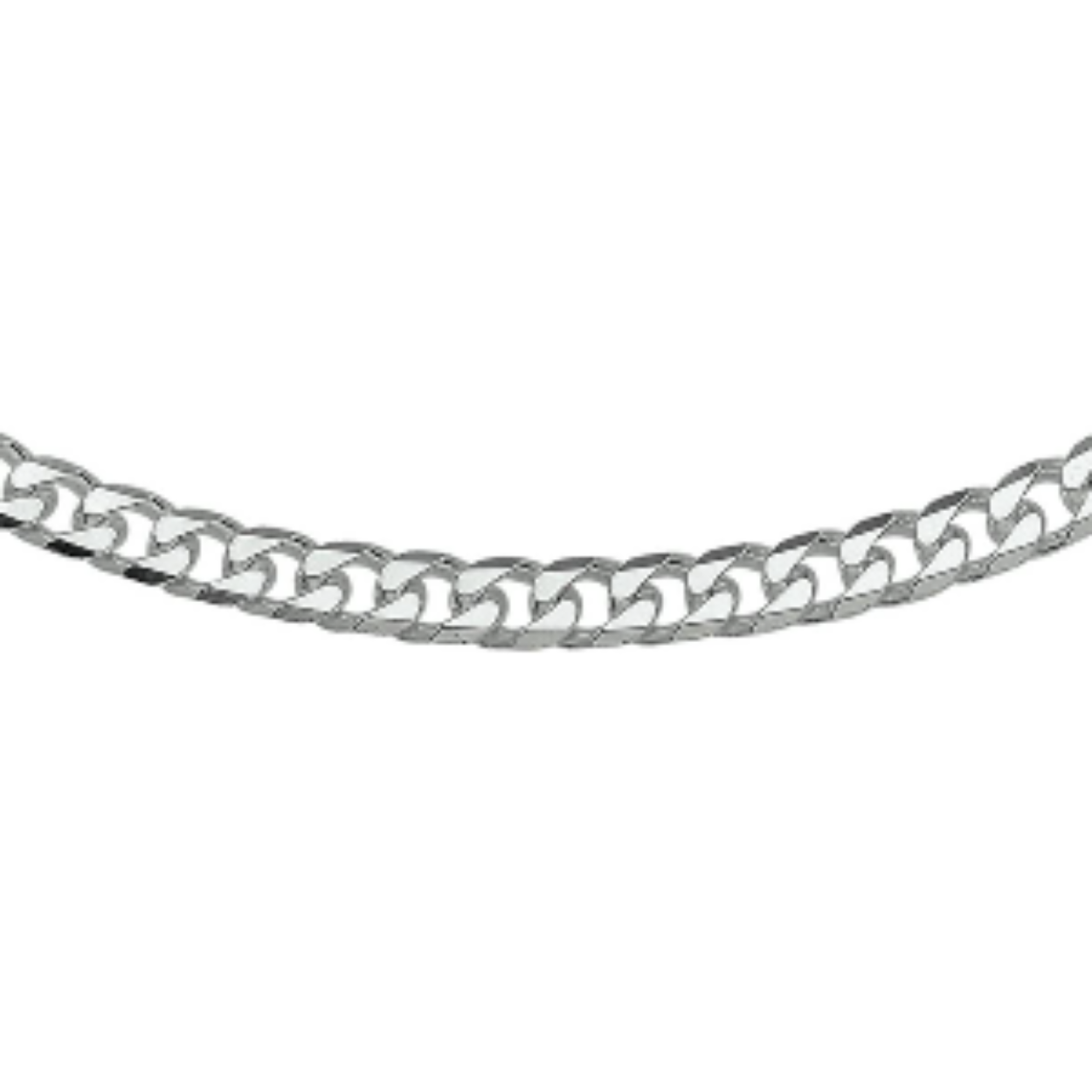 Zilveren lengte artikel met geslepen gourmette schakel. De schakelbreedte is 5.0mm. 50 cm