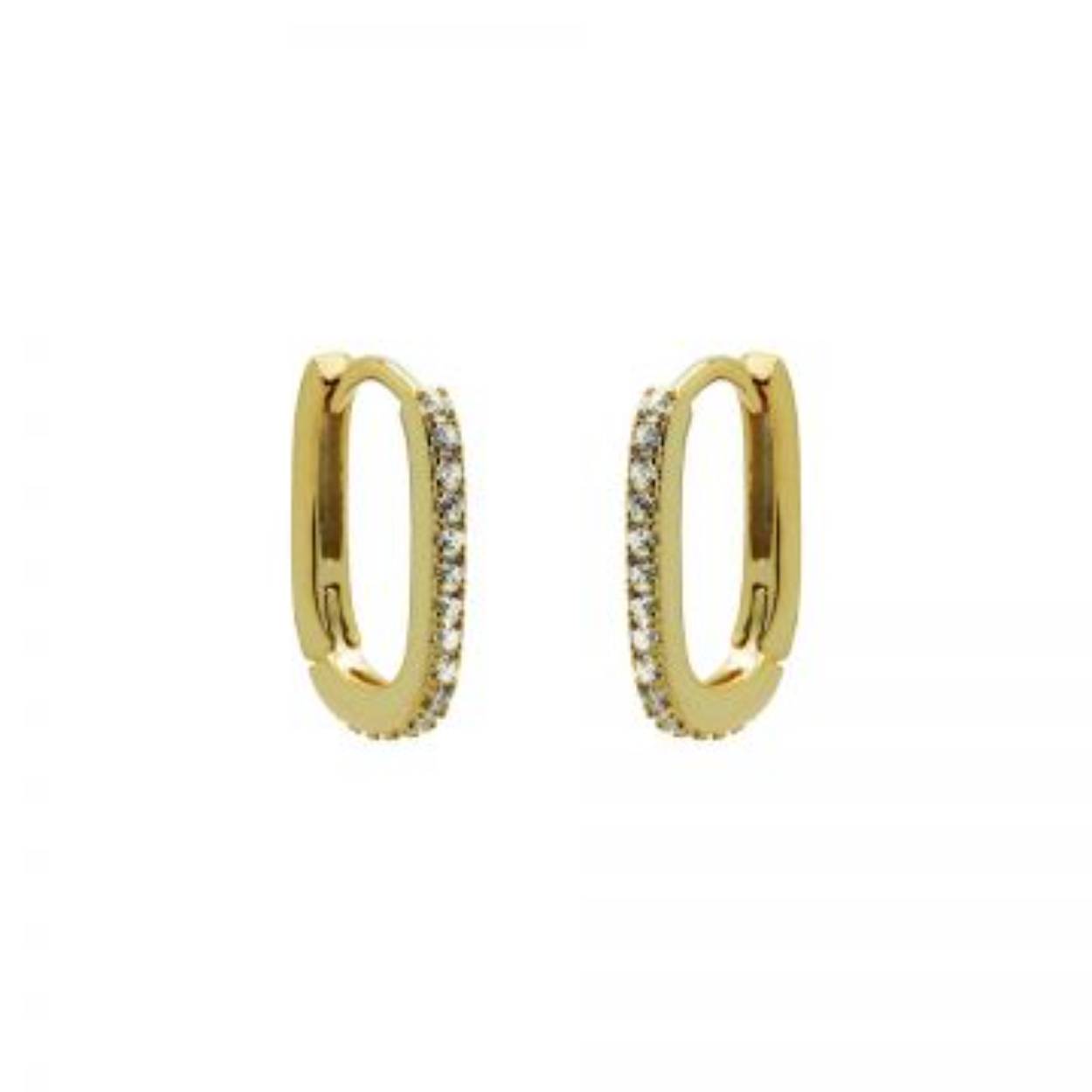 Karma oorring square zilver verguld met zirkonia 14.5x10mm