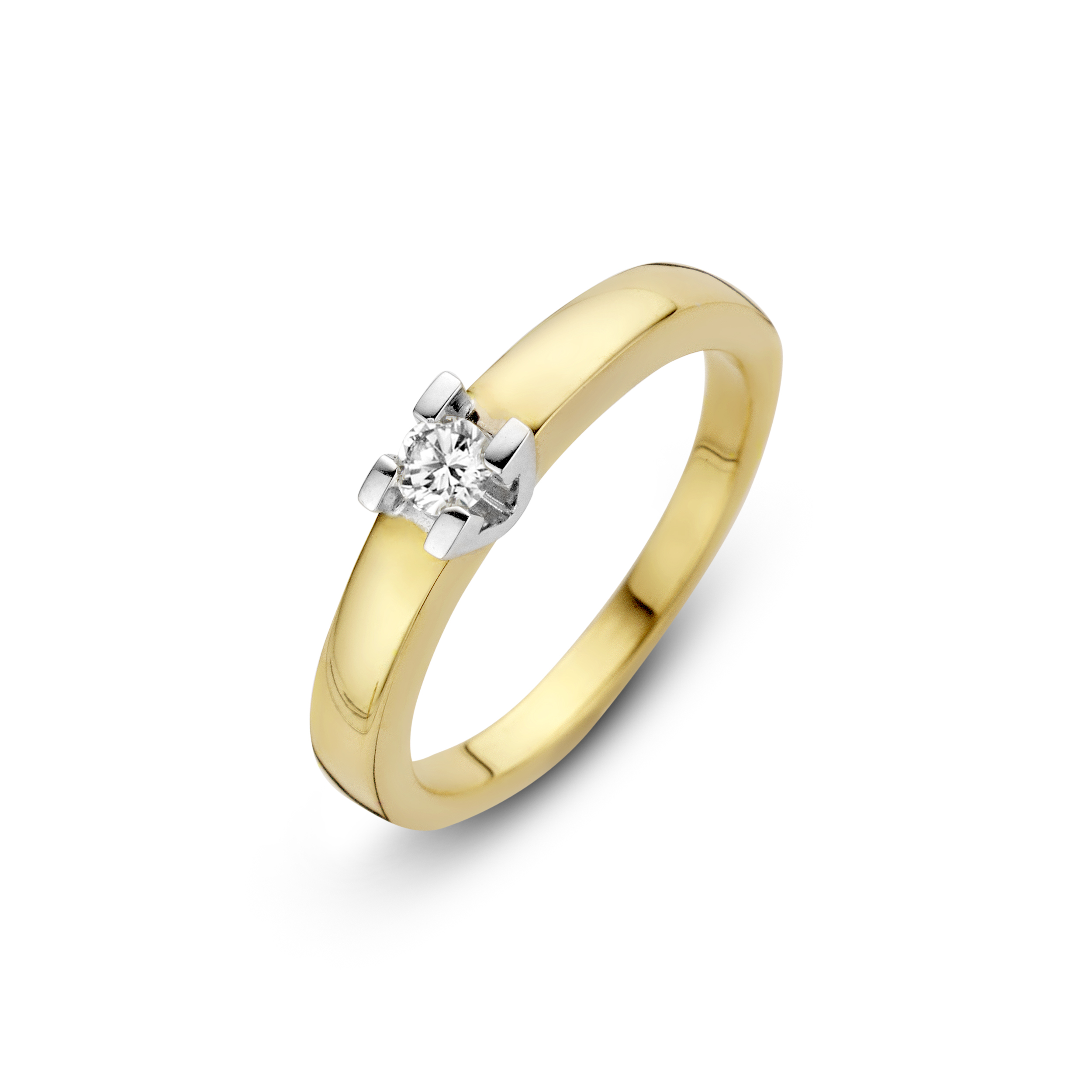 geelgouden volanta ring met 0.05crt diamant, maat 17.5