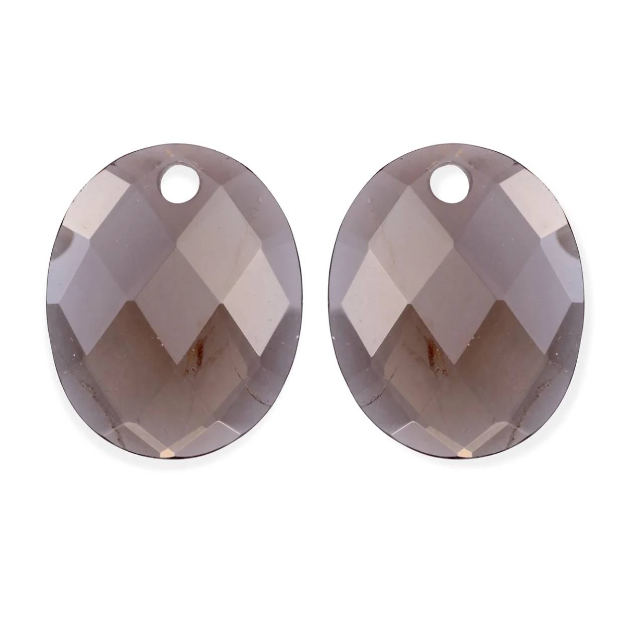SMOKEY QUARTZ LARGE OVAL EARRINGS