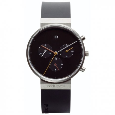 Chronograph horloge gemaakt van titanium en met kunststof horlogeband. Let eens op de details.  de wijzerkleur en de wijzerplaat.