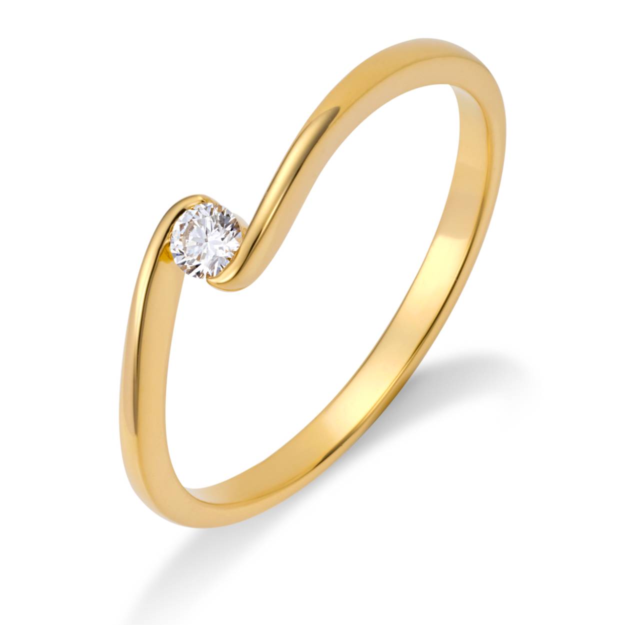 Briljant Ring 14krt Geelgoud 0.07crt H/SI