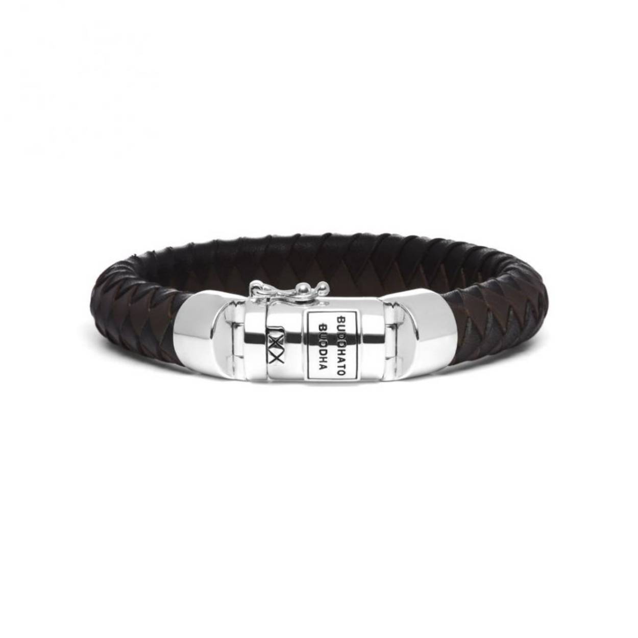 Lederen armband mix bruin/zwart leder met zilveren sluiting