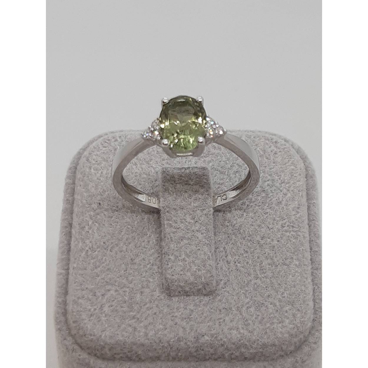 De diamant ring BREA-0002835 biedt verfijning met 6 ronde SI1 F-kleur diamanten en een ovale toermalijn. Gemaakt van 14 karaat witgoud, straalt deze ring elegantie uit in elke situatie. Perfect om te dragen bij formele gelegenheden of dagelijks voor een vleugje luxe. Verkrijgbaar in maat 54, ideaal voor liefhebbers van luxe en verfijning.