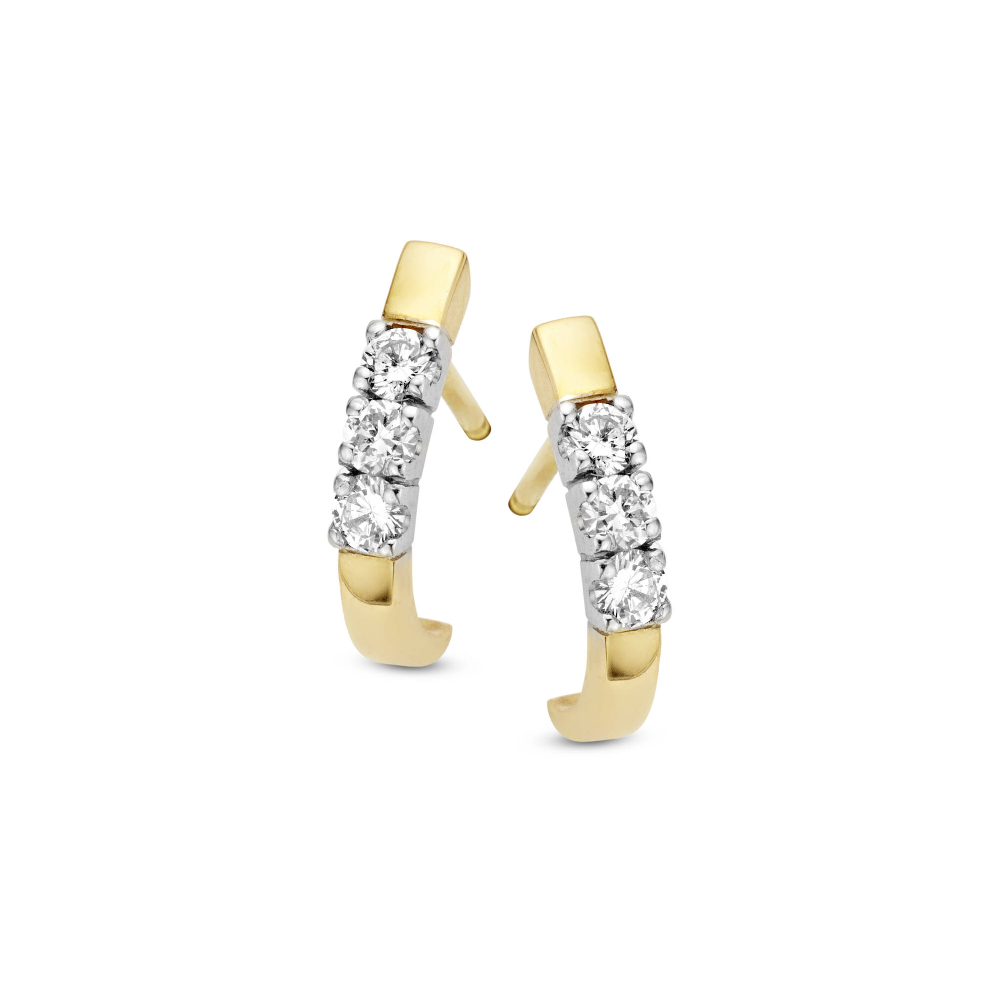 GoudenDiamonde halfcreolen Memoria met 6x 0.03 ct. briljant