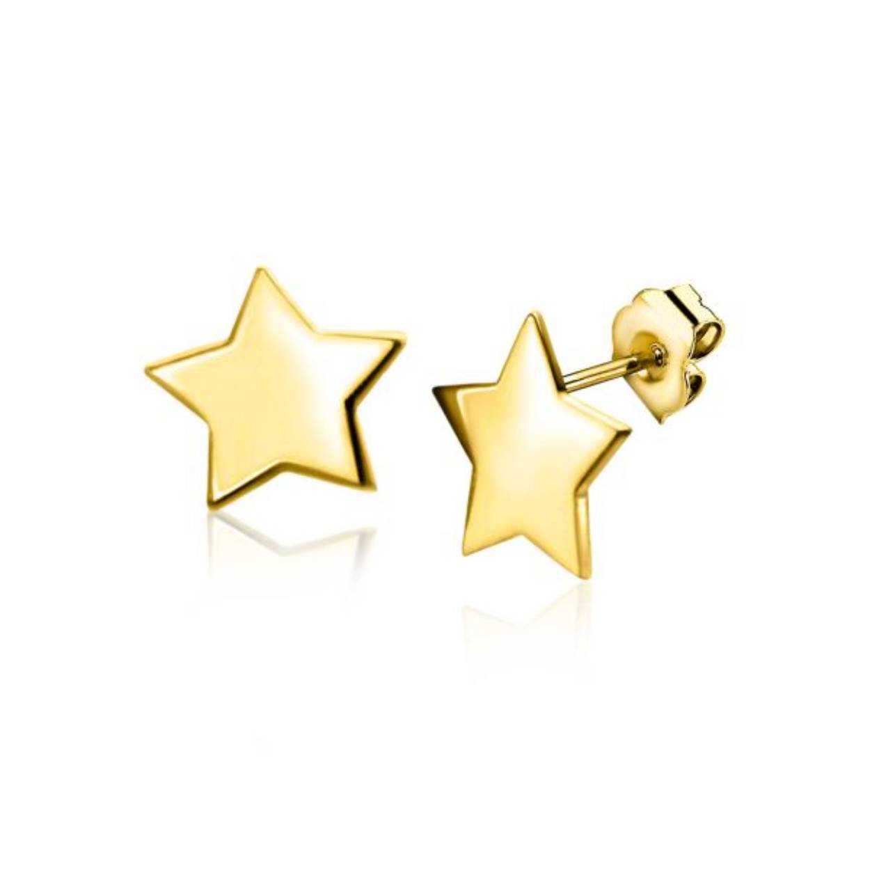 ZINZI Gold 14 karaat gouden glanzende ster oorstekers 5,5mm groot. Vervaardigd van geheel 14 karaat goud (585).