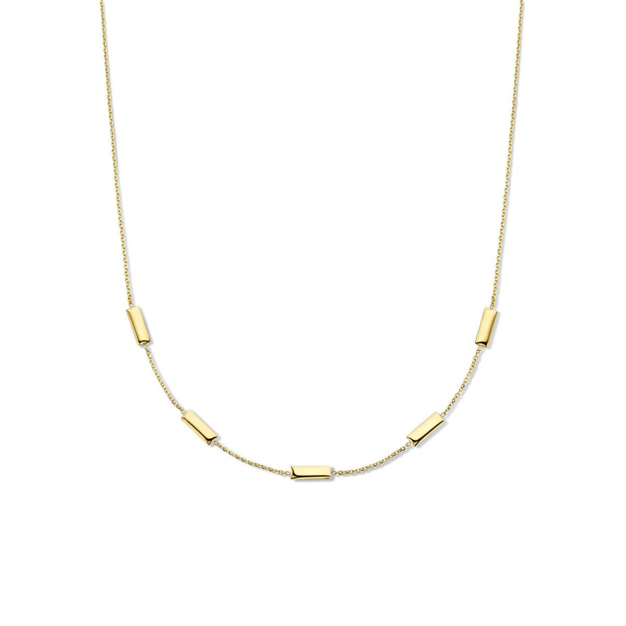 14k Geelgouden collier uitgevoerd met een karabijnsluiting. Het collier heeft een draaglengte van 42-44cm. De schakelbreedte is 1.1mm.